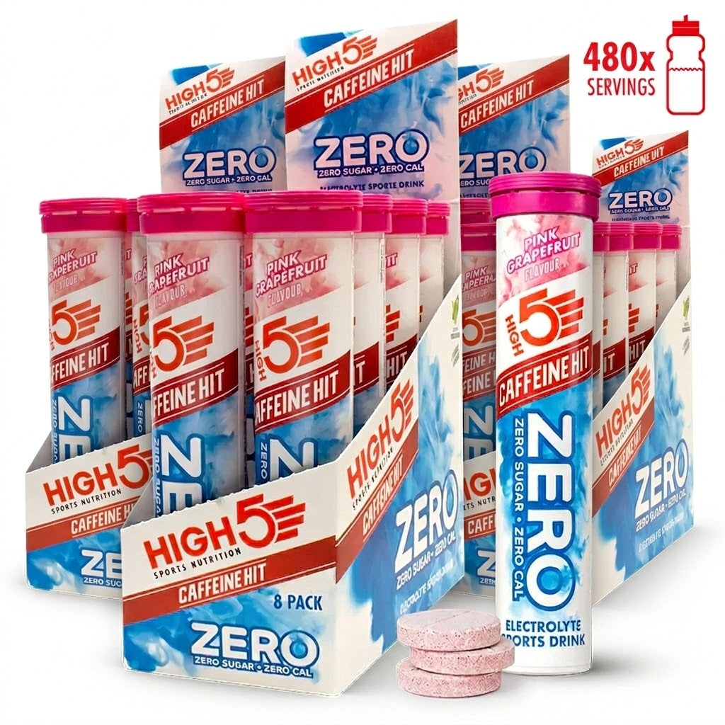 High5 Elektrolyttabs ZERO Pink Grapefruit Caff 10x 8-PACK = 80 TUBES TOTAL Datovare