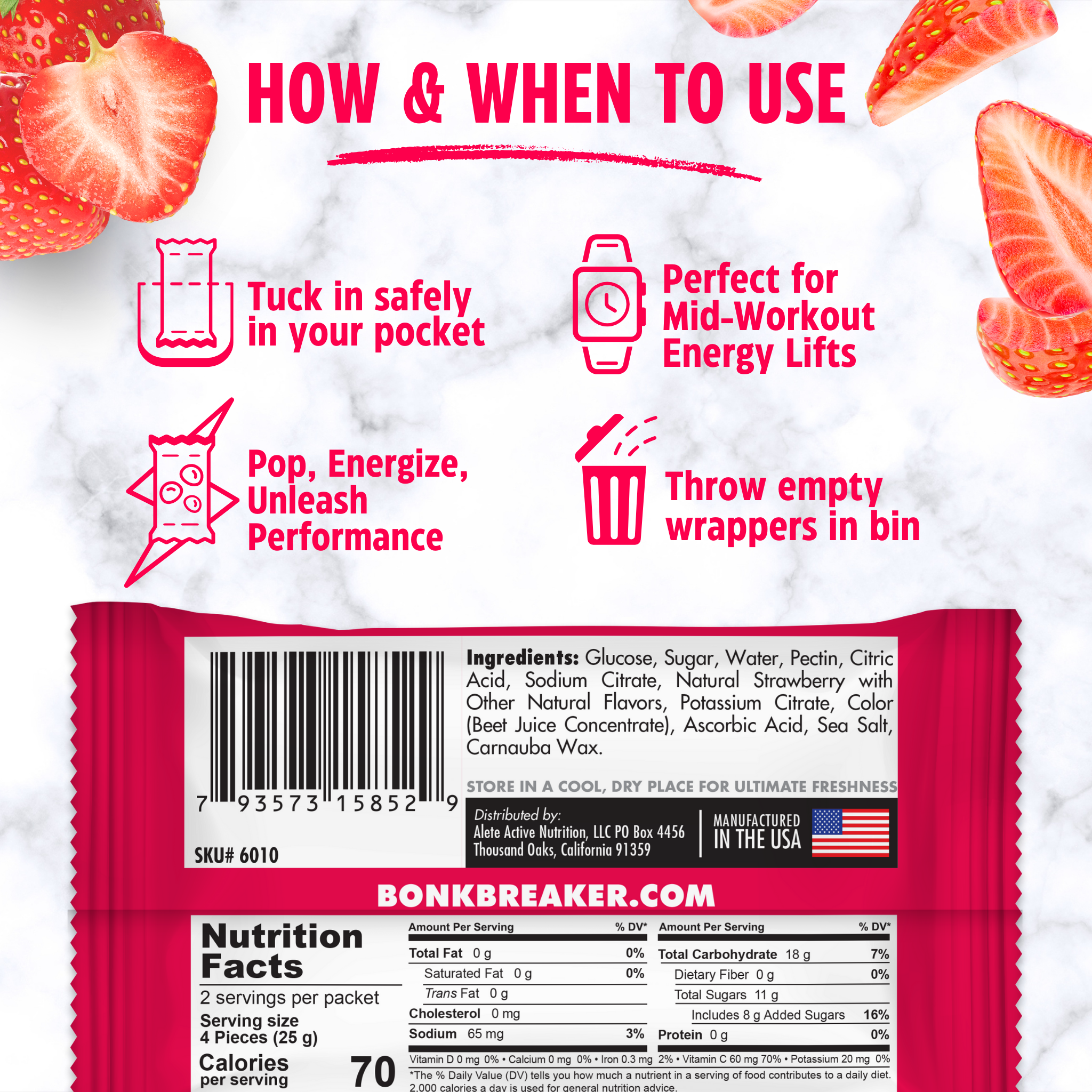 Bonk Breaker Energy Chew Strawberry (10x50g)