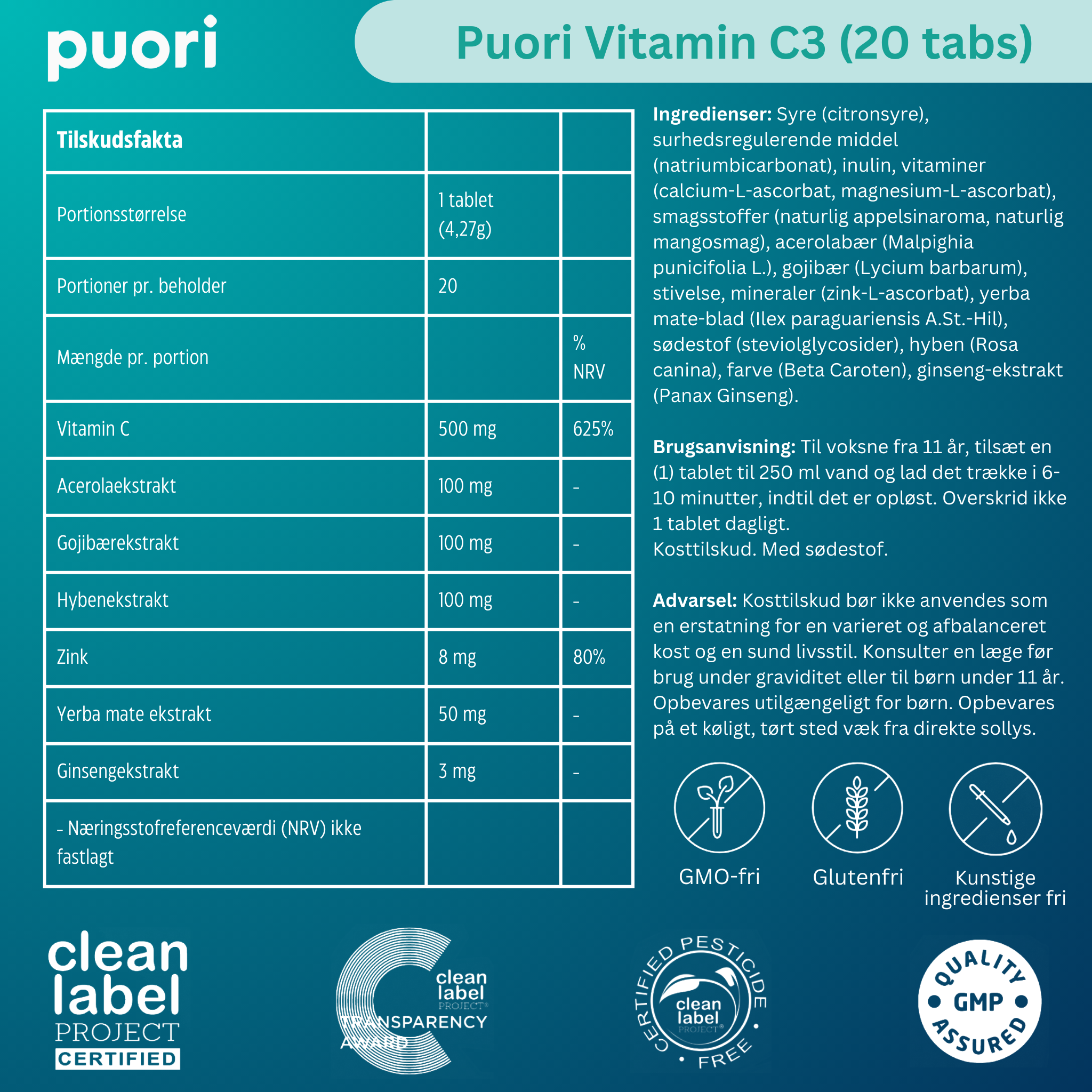 Puori Vitamin C3 (20 tabs)