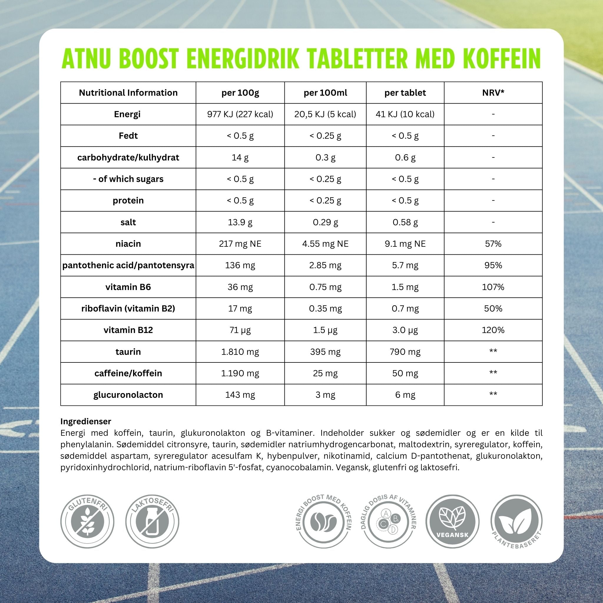 ATNU BOOST Energidrik med koffein (20 tabs)