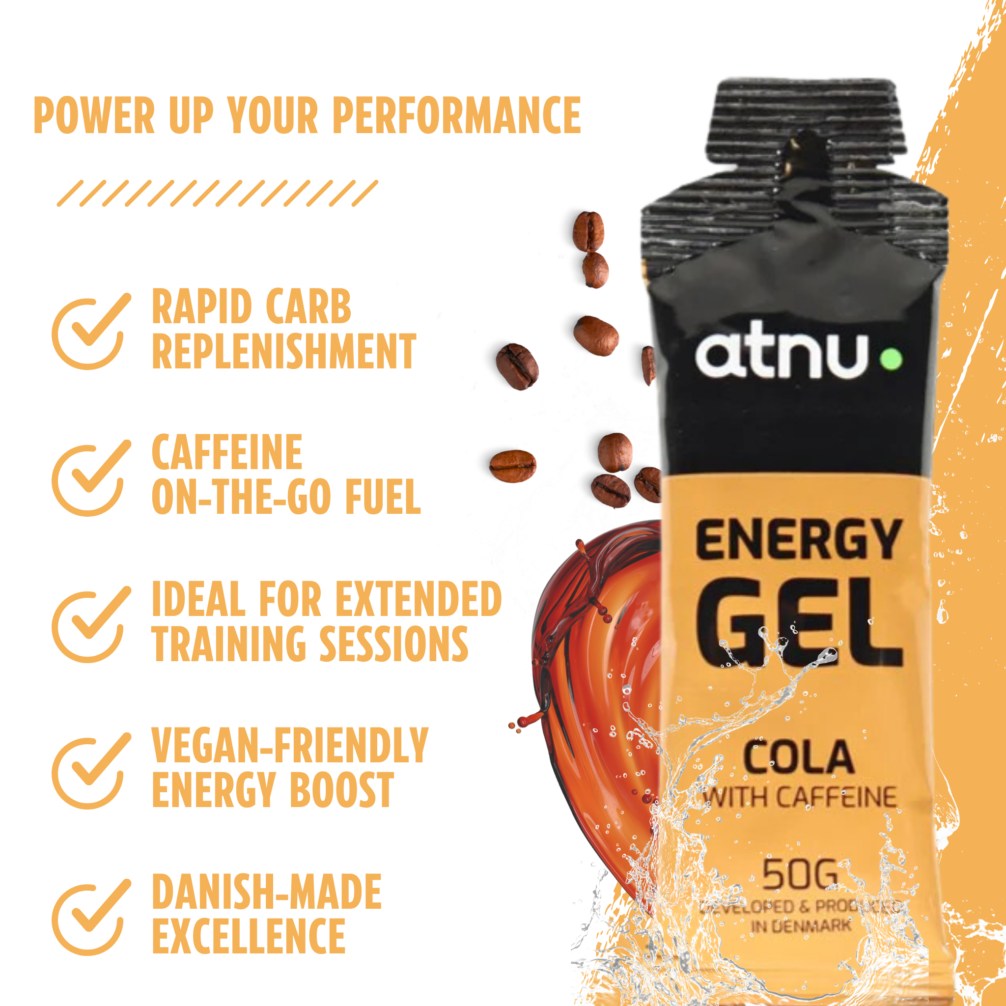 ATNU Energi gel Cola med Koffein (15x50g)