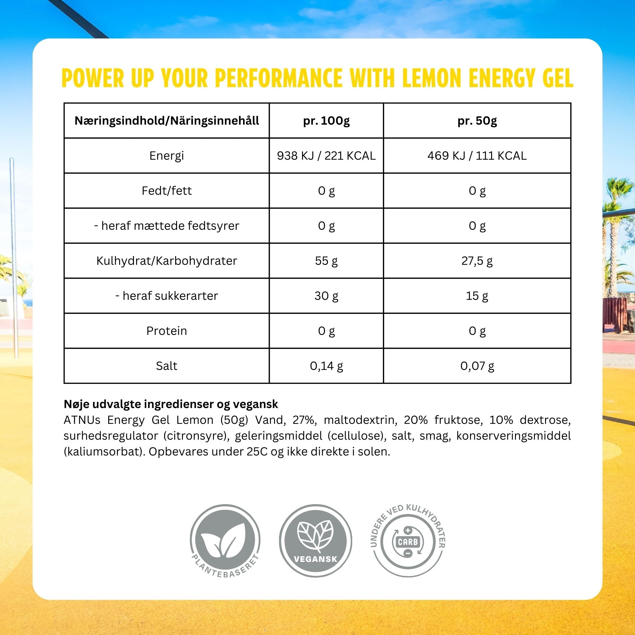ATNU Energi gel Lemon (50g) DATOVARER