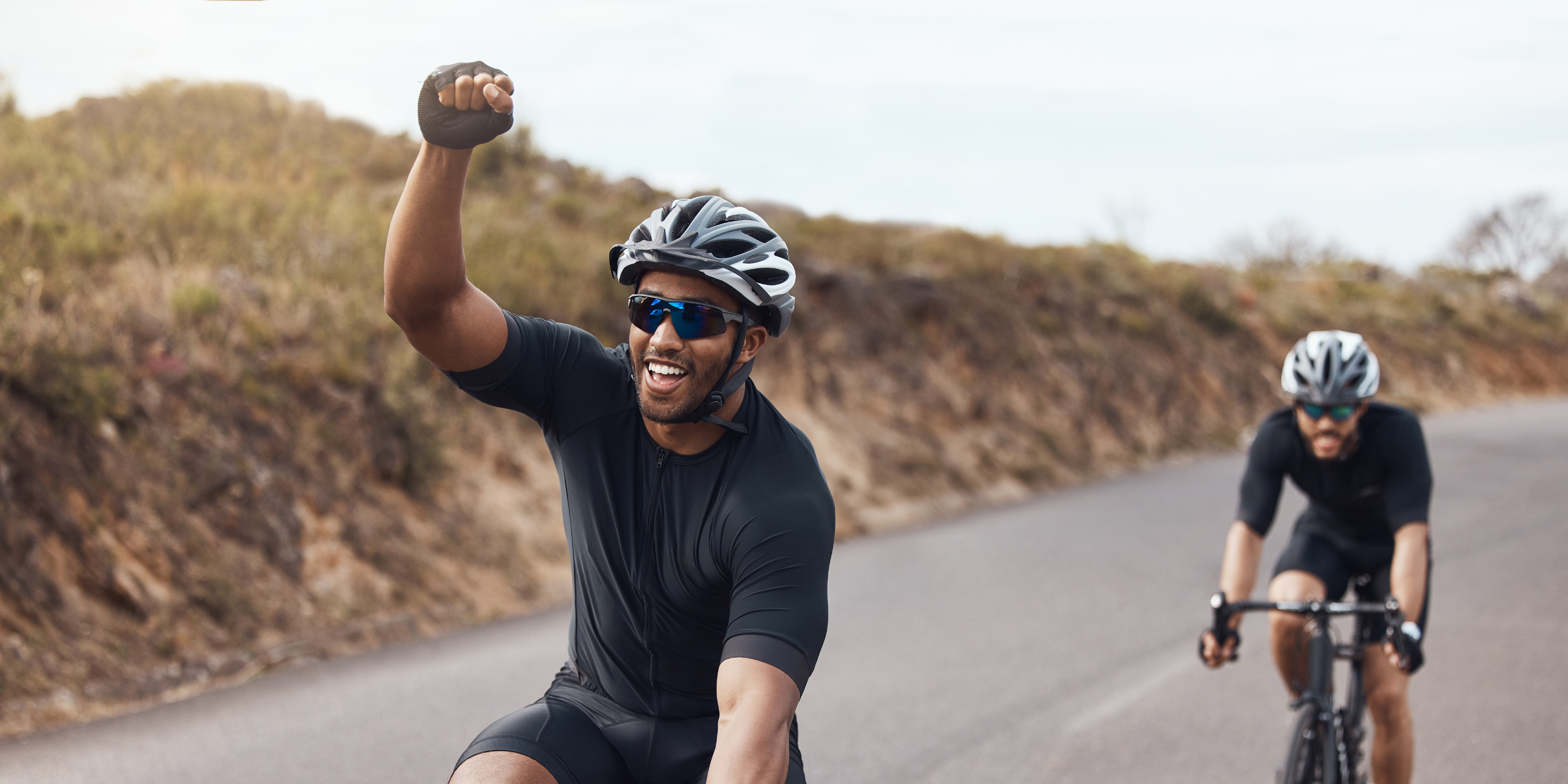 African Man Cycling Energy Drink Gel Protein Bar