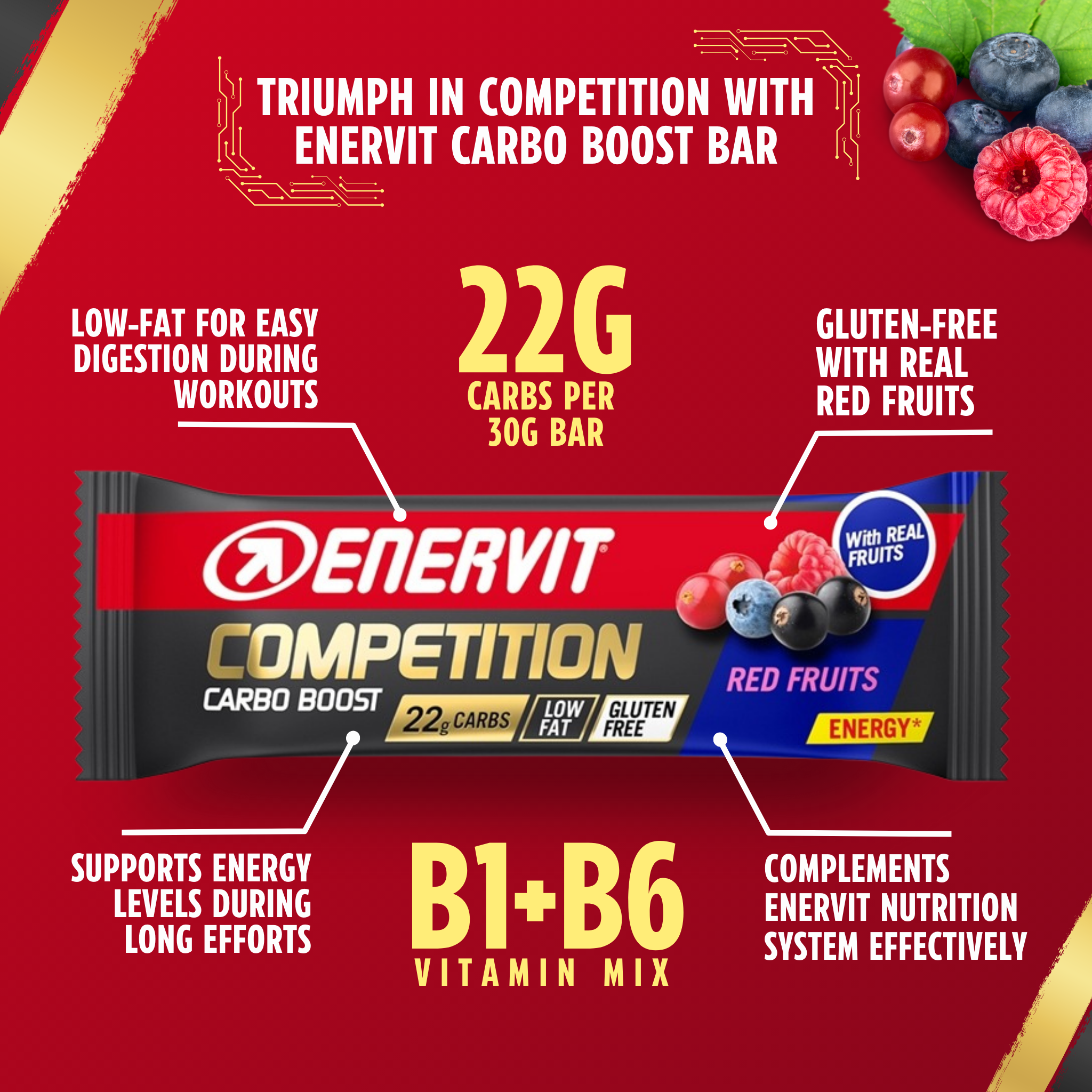 Enervit Sport Competition Energibar Redfruit (25x30g)