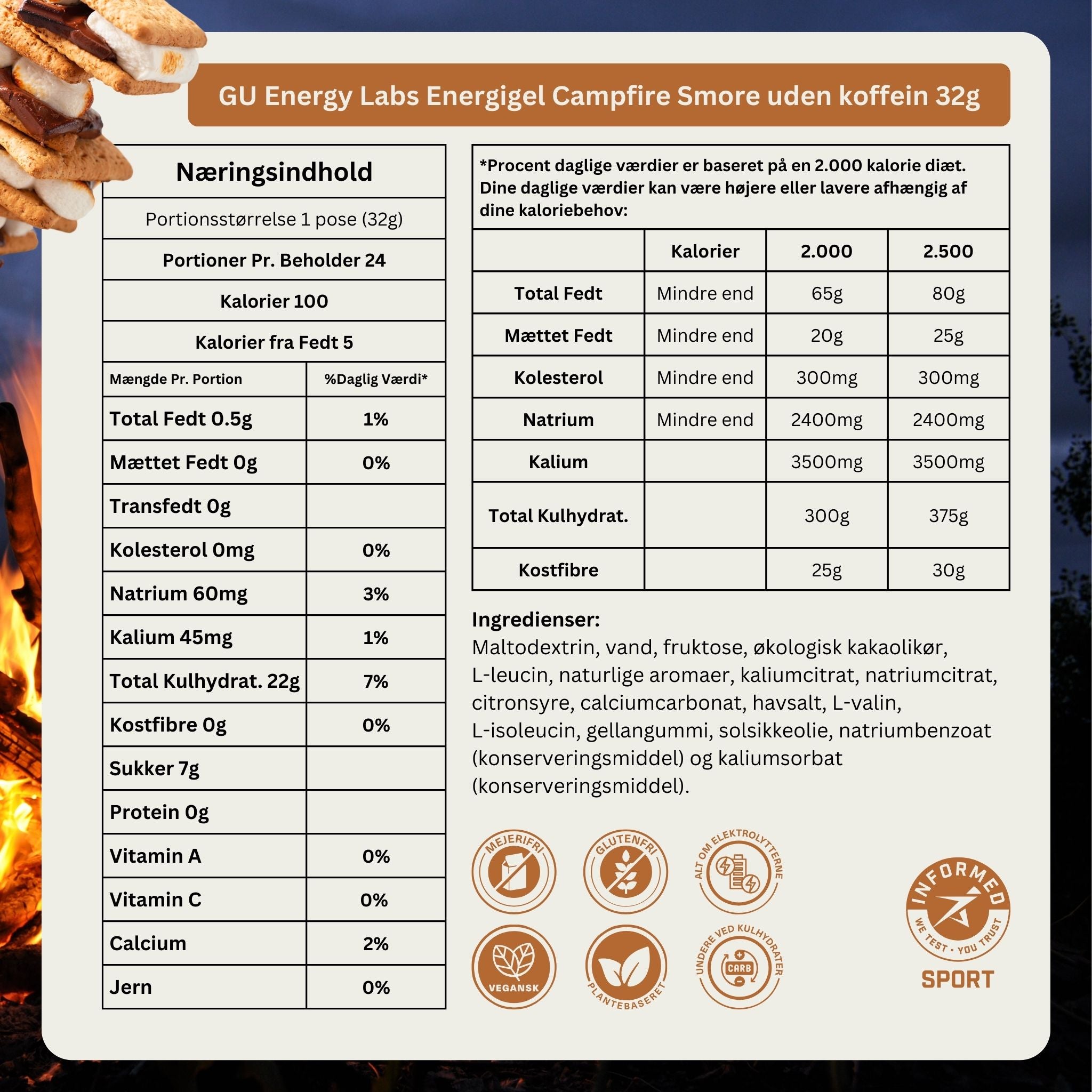 GU Energy Energigel Campfire S'mores (24 x 32g)