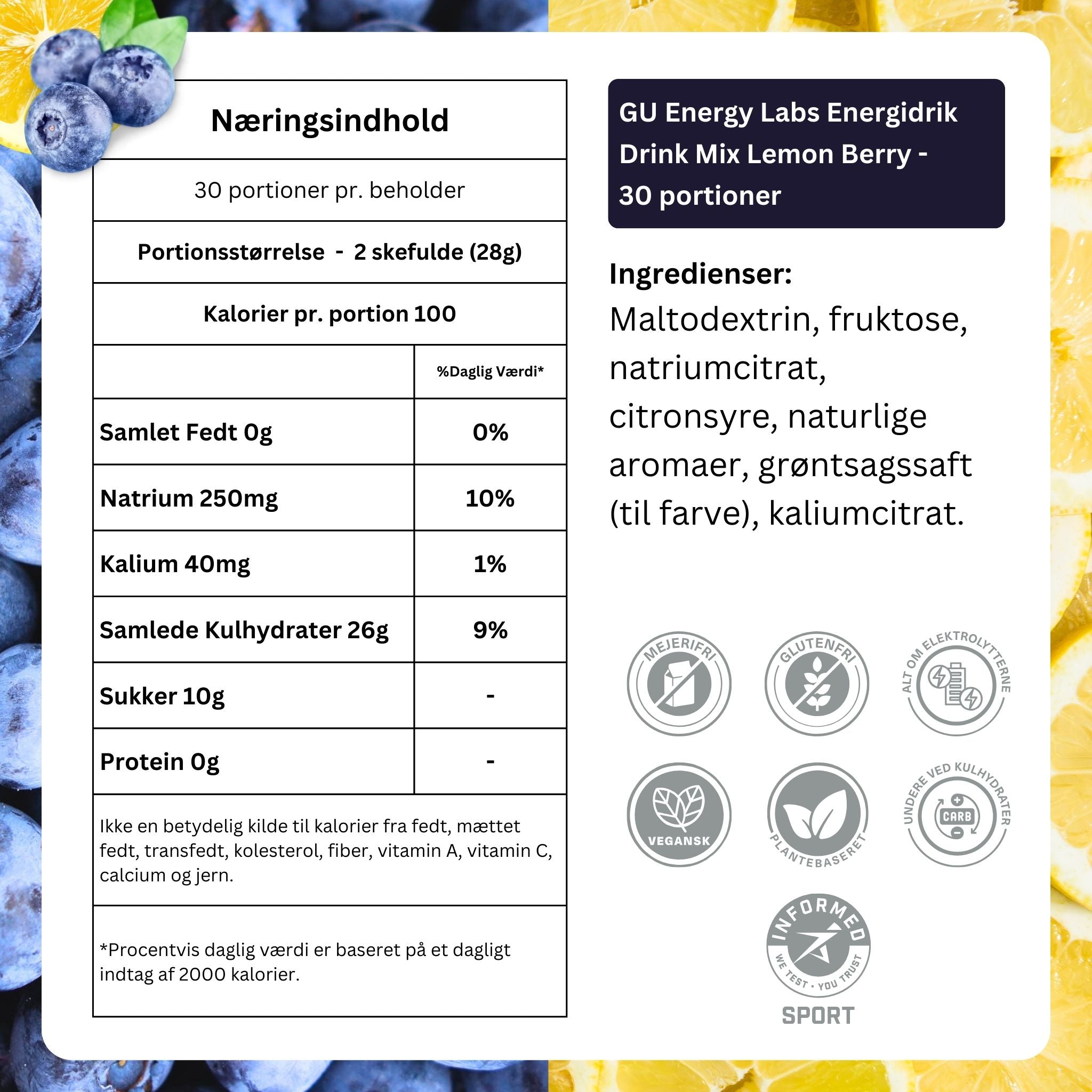 GU Energy Labs Energidrik Drink Mix Lemon Berry 30 portioner - DATOVARE