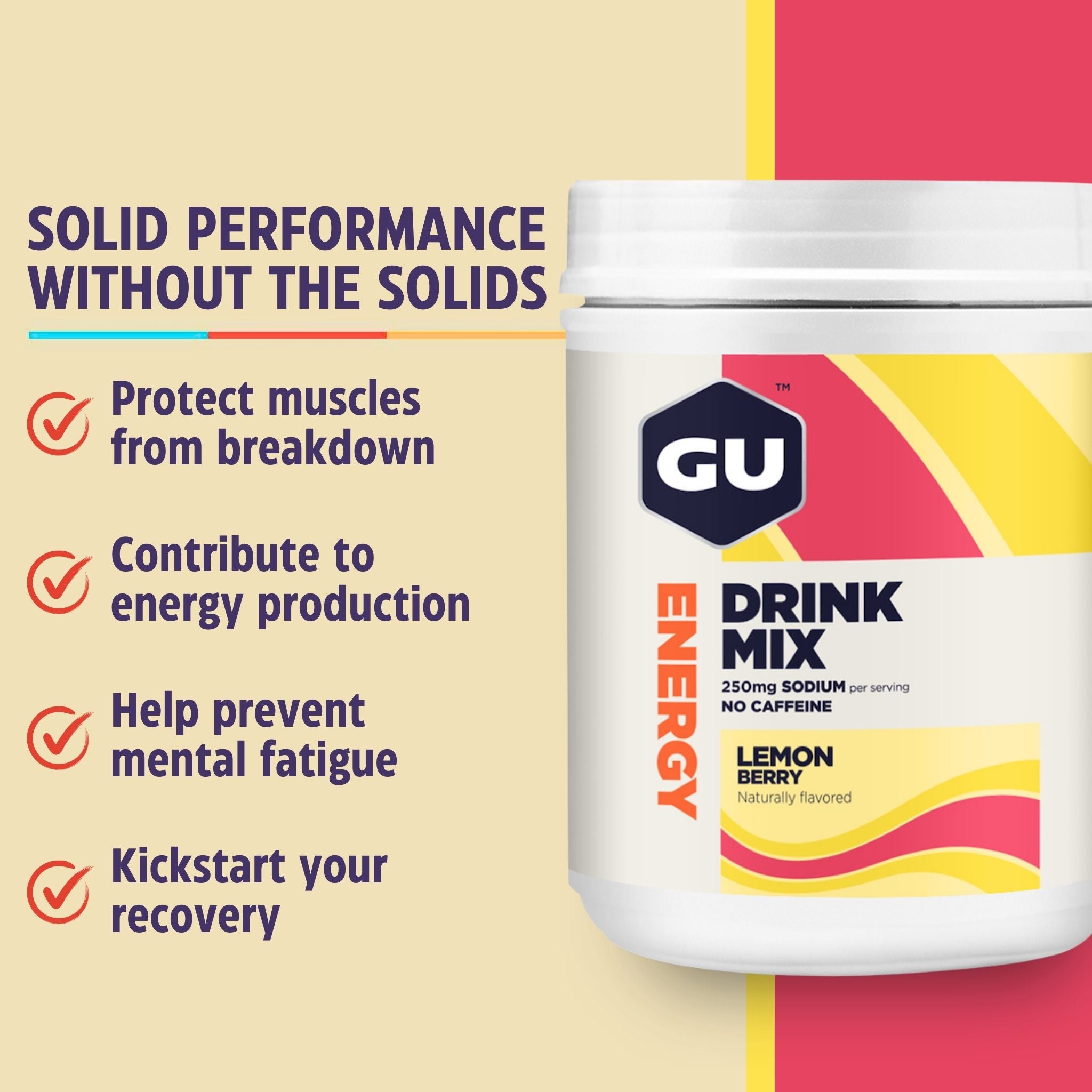 GU Energy Labs Energidrik Drink Mix Lemon Berry 30 portioner DATOVARE - Benefits