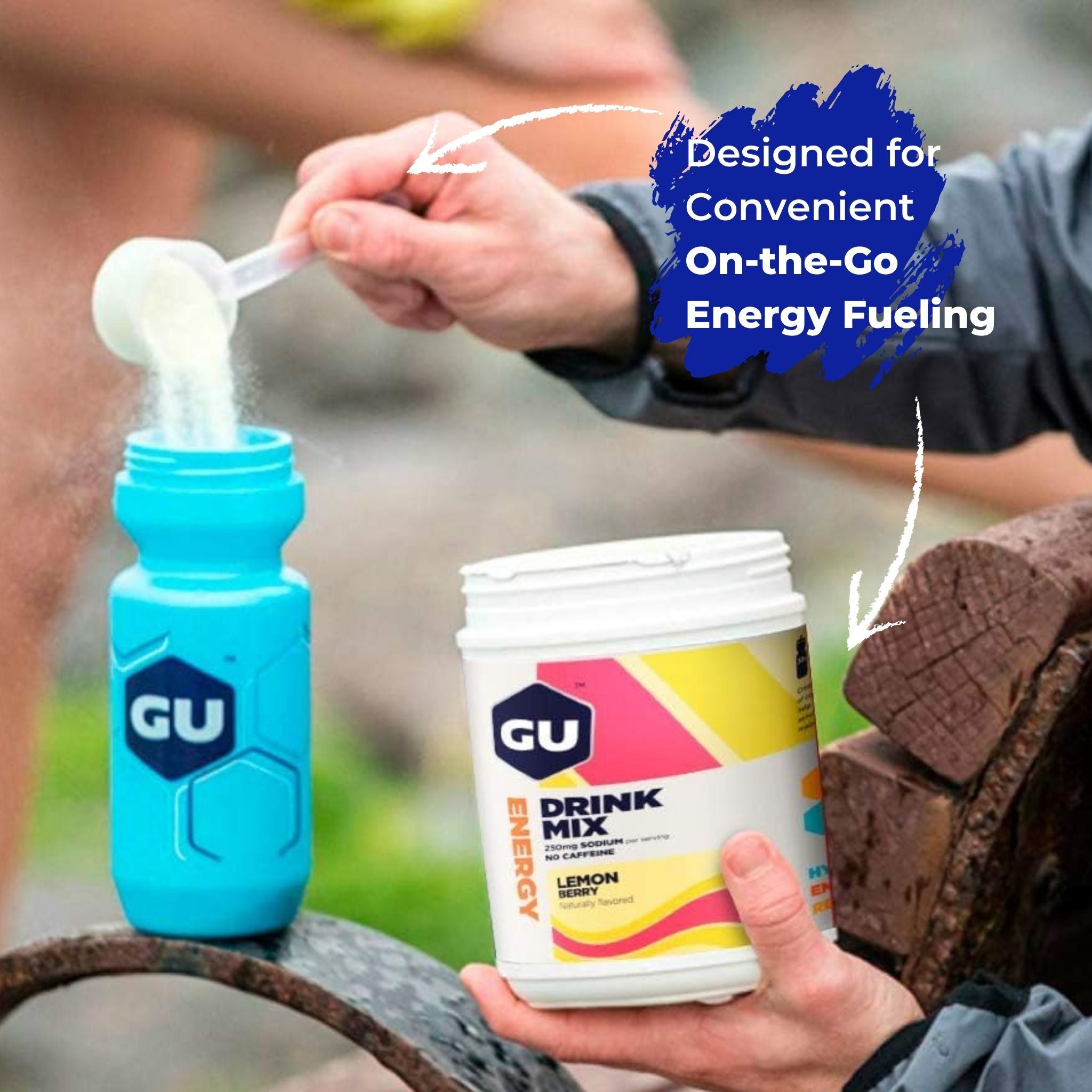 GU Energy Labs Energidrik Drink Mix Lemon Berry 30 portioner DATOVARE - Measuring Scoop - Water bottle