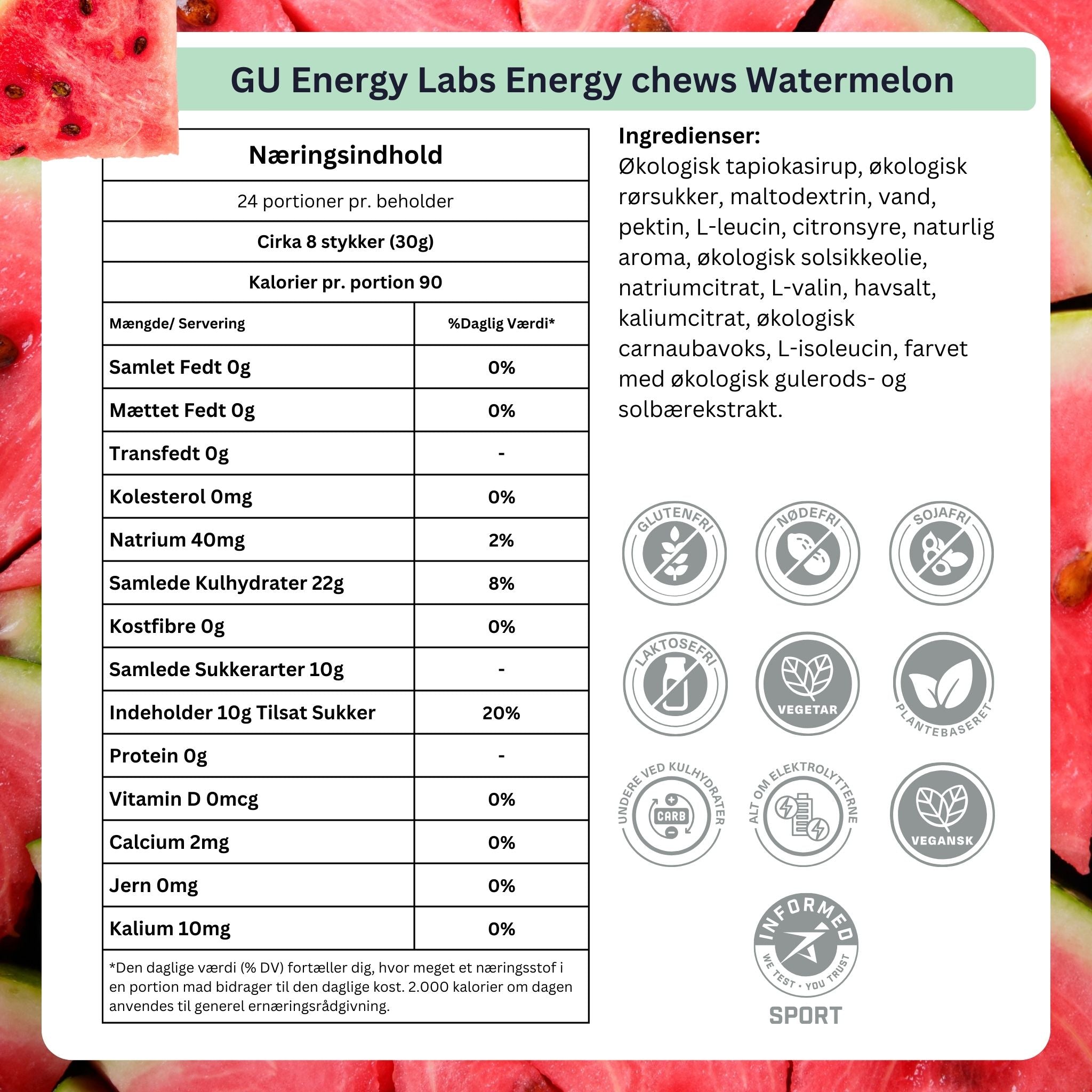 GU Energy Labs Energy chews Watermelon 60g - DATOVARE