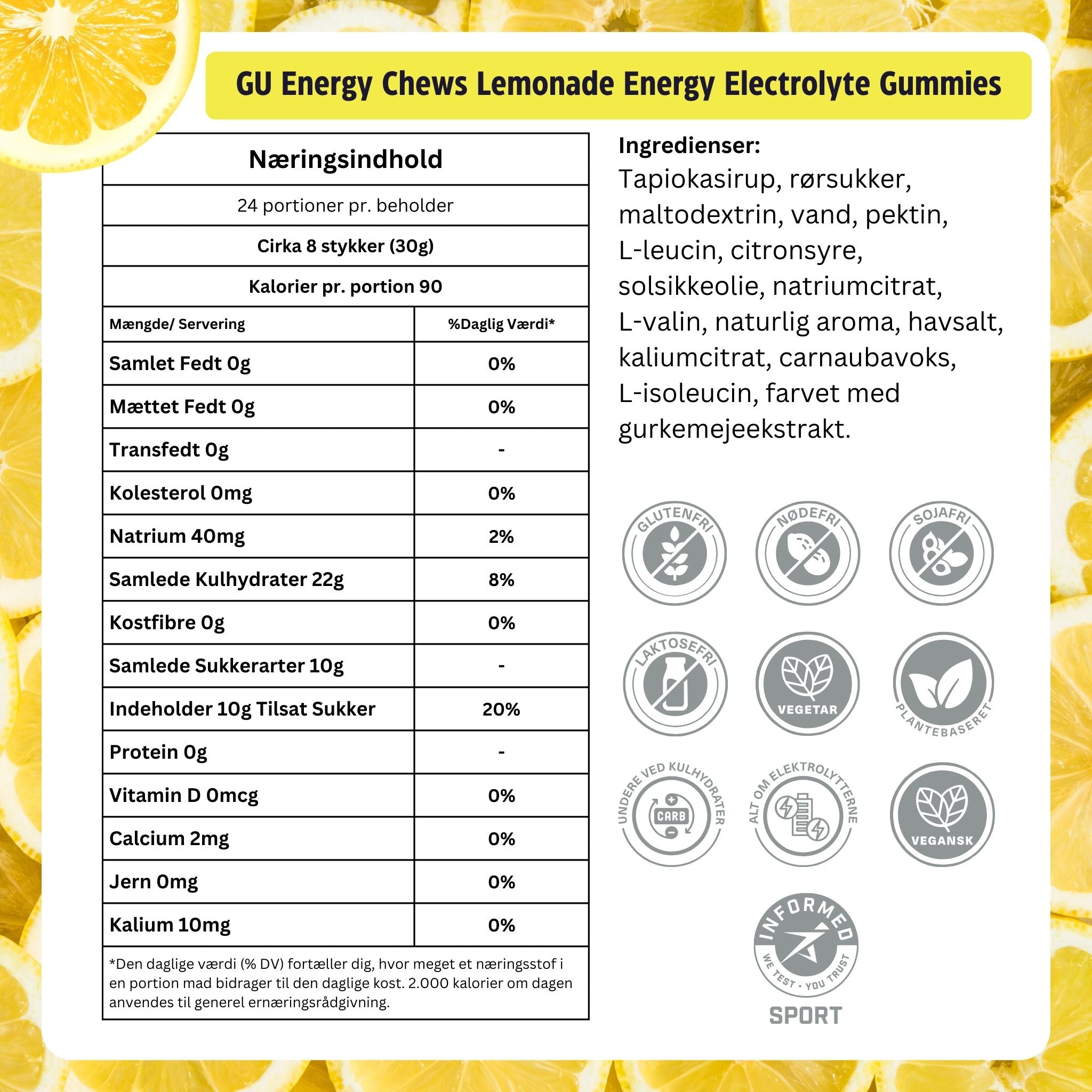 GU Energy Chews Lemonade (12 x 60g)