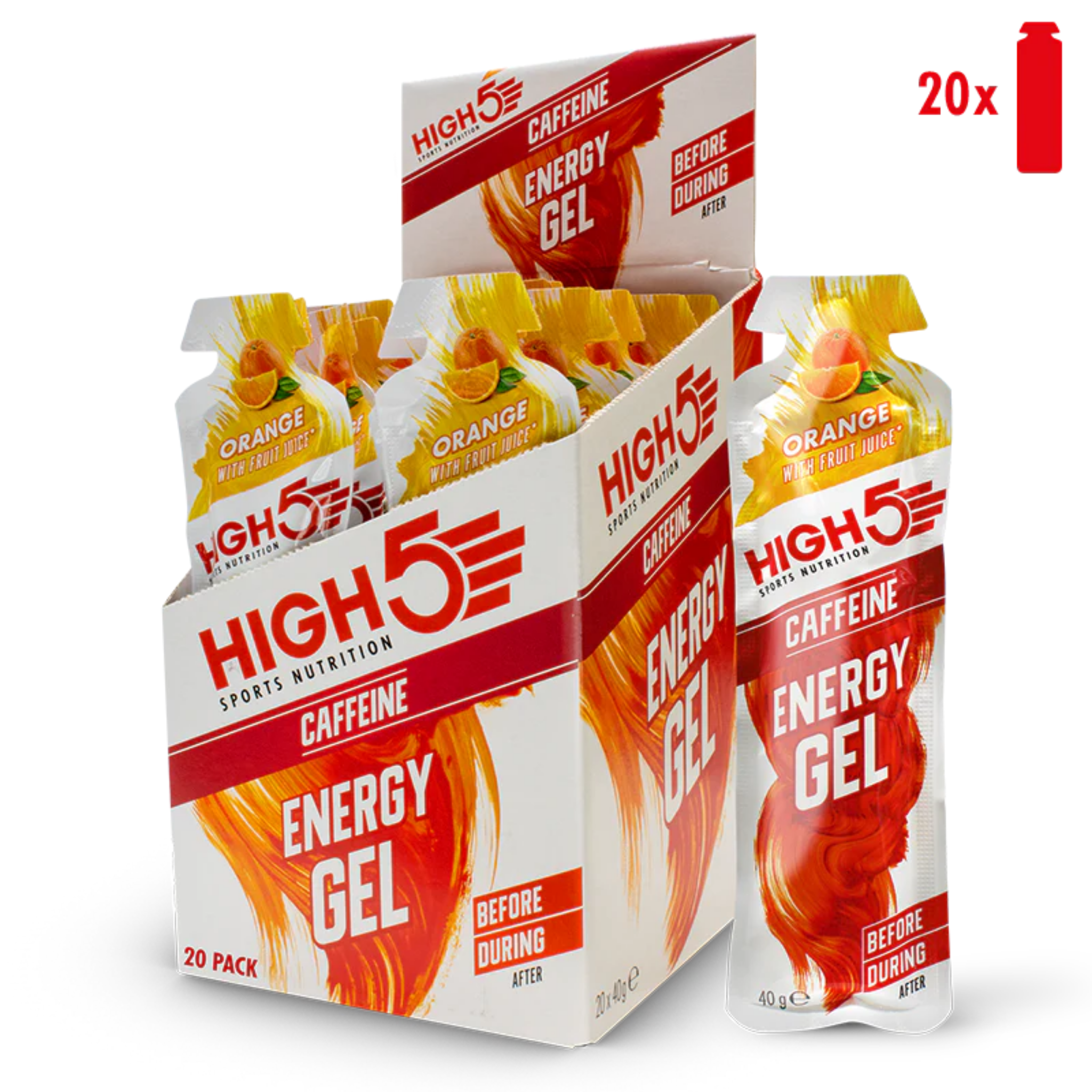 High5 Energigel Caffeine Orange 40 g x 20 stk.
