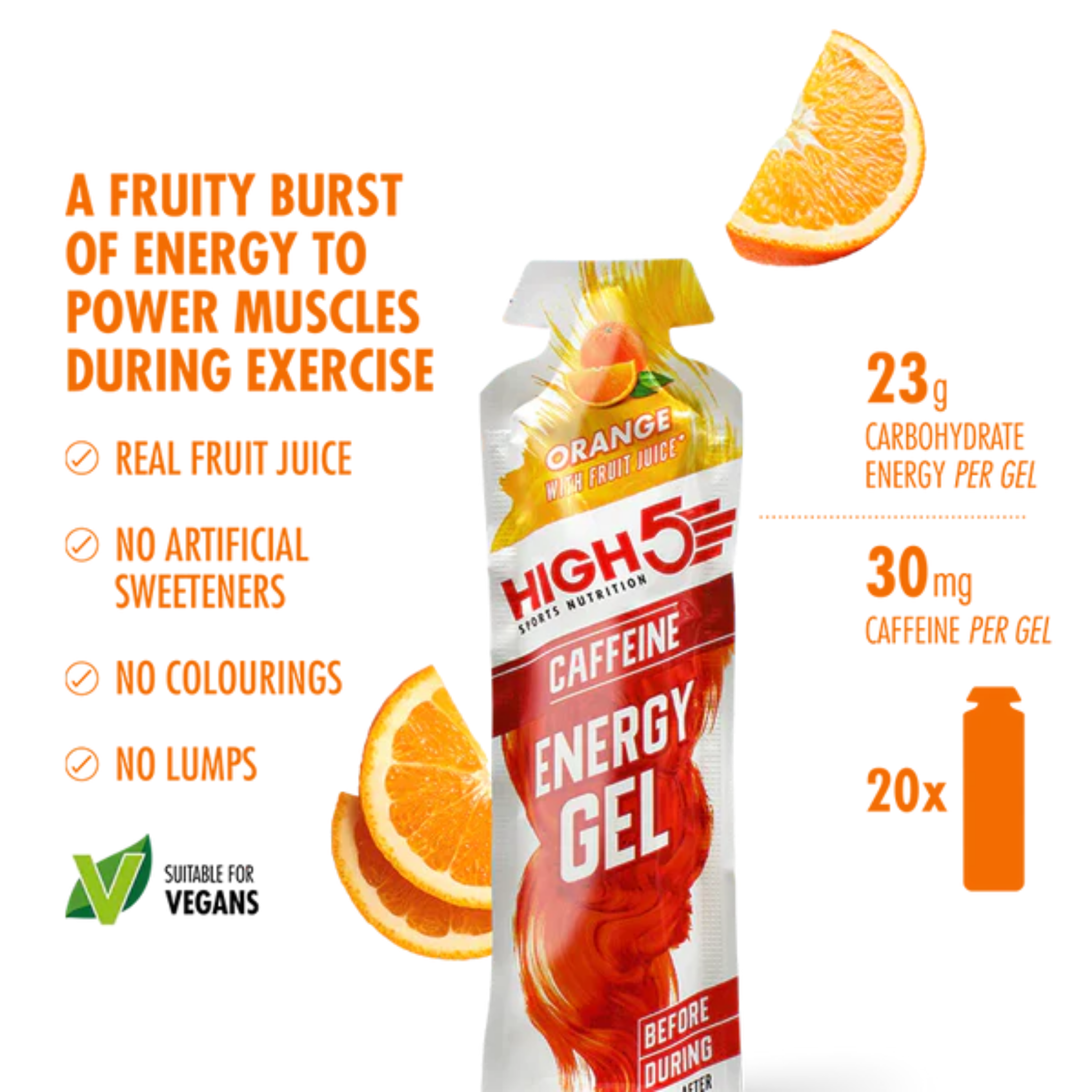 High5 Energi gel Caffeine Orange (20x40g)