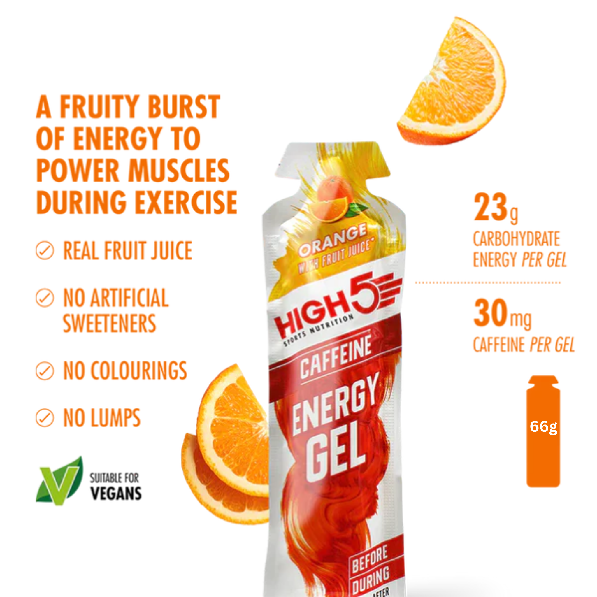 High5 Energi gel Caffeine Orange (20x40g)