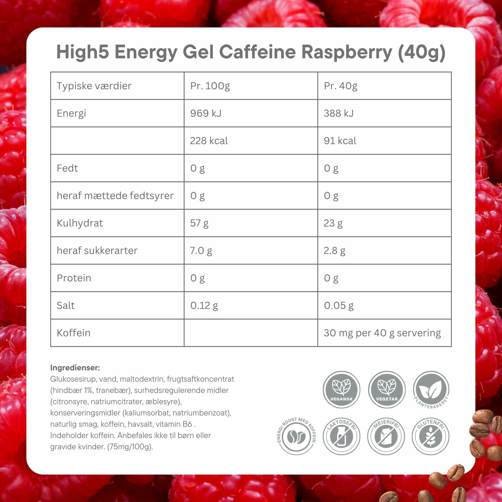 High5 Energigel Caffeine Raspberry 40 g