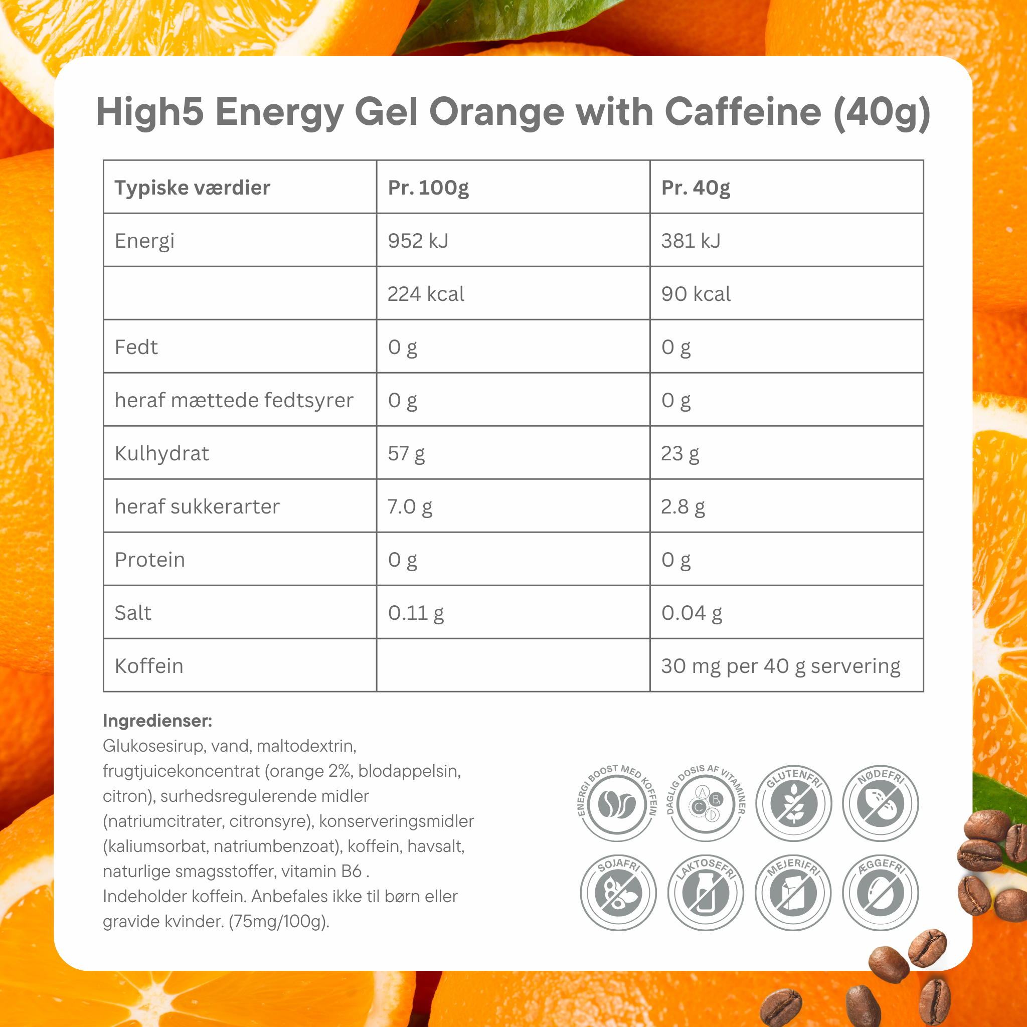 High5 Energi gel Caffeine Orange (20x40g)