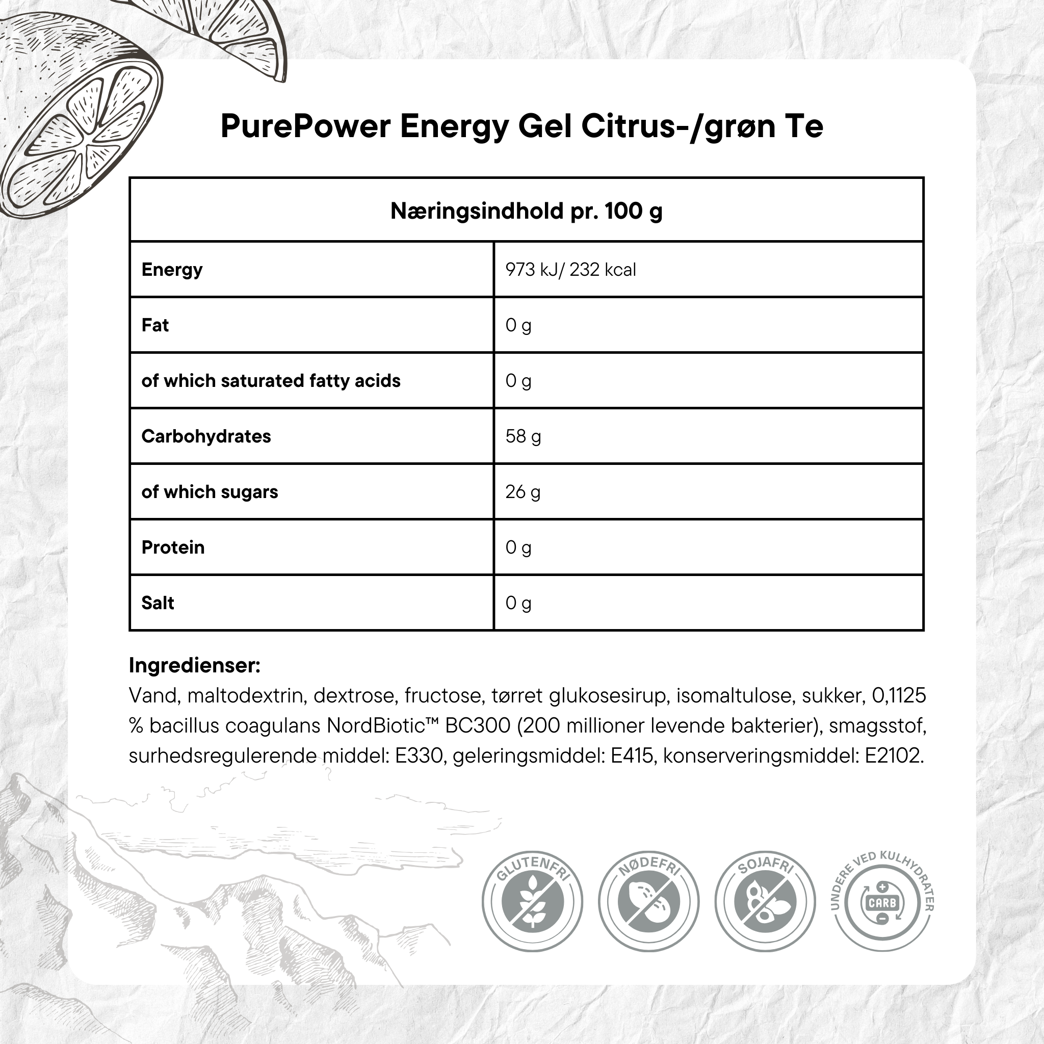 PurePower Energi gel Lemon Tea (12x40g)