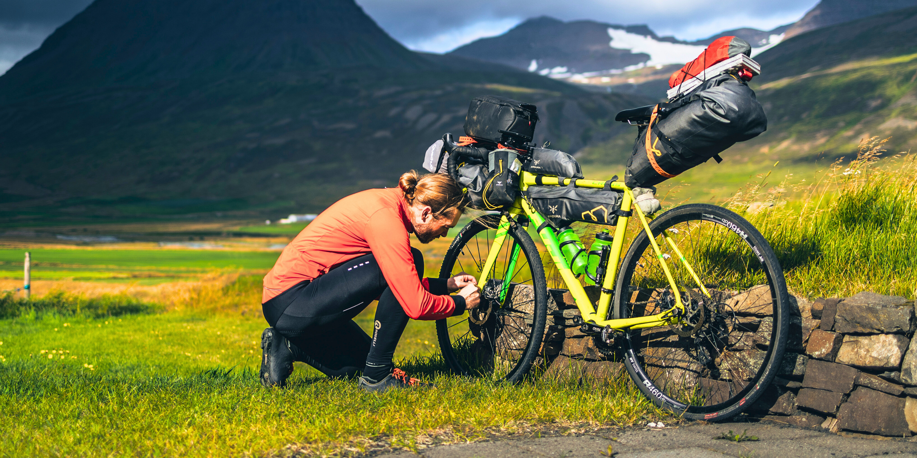 Man Cycling Traveling Mountain Energy Drink Gel Chews Protein Bar