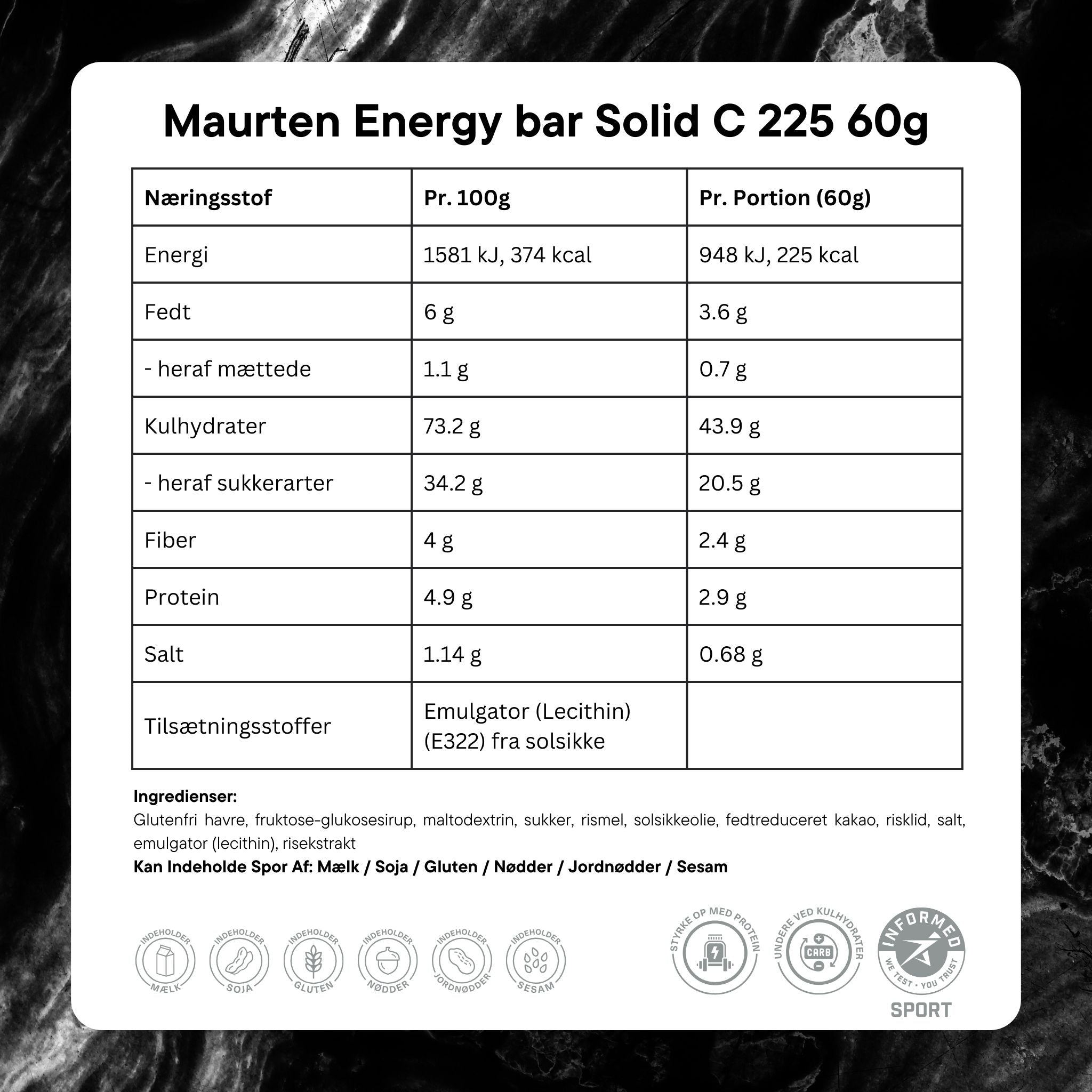 Maurten Energibar Solid C 225 (60g) - DATOVARE