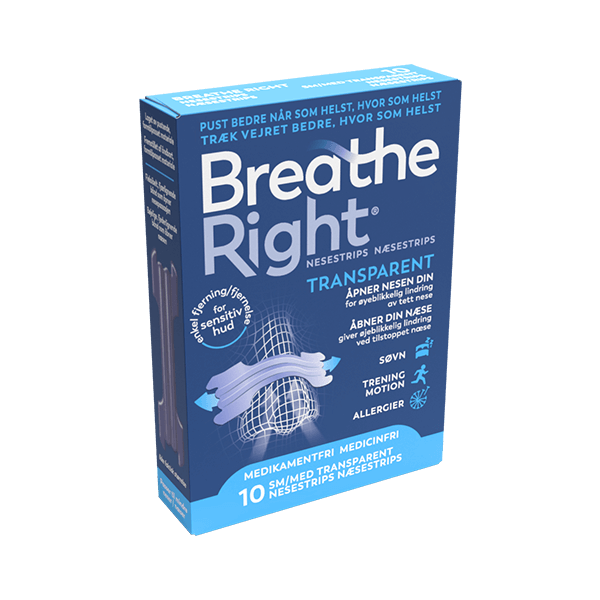 Breathe Right® Næsestrips – Sensitive Transparent 10 stk