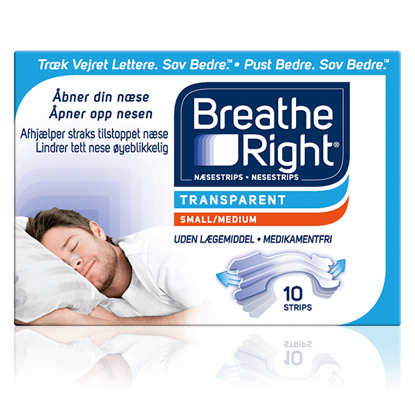 Breathe Right® Næsestrips – Sensitive Transparent 10 stk