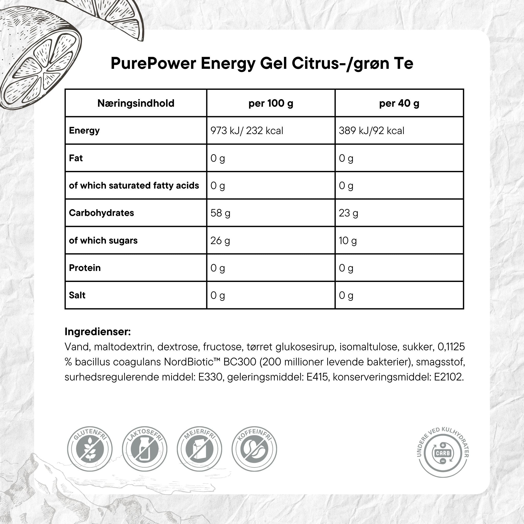 PurePower Energi gel Lemon Tea (40g) DATOVARE