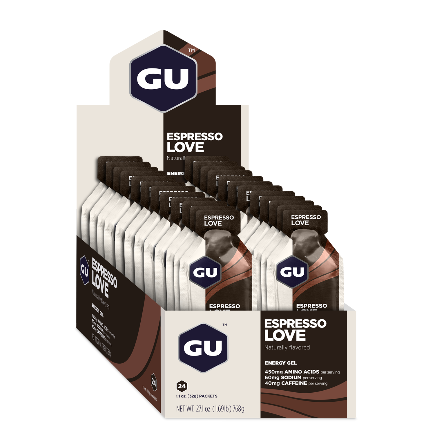 GU Energy Energigel Espresso Love med koffein (24 x 32g)