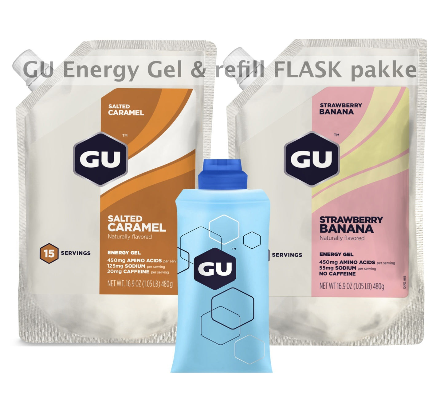 GU Energy energi gel 2 x 15 serving pack m. GU Flask