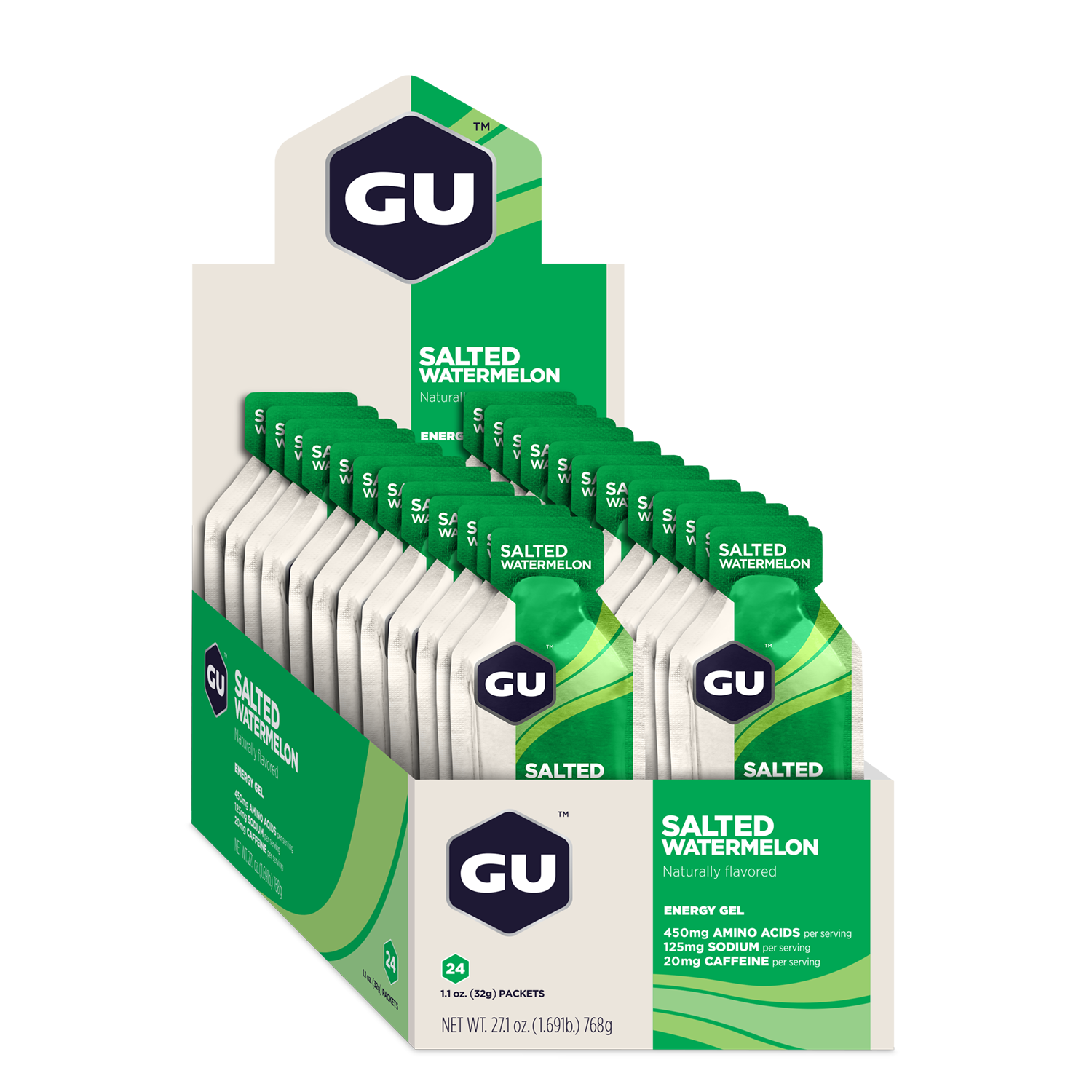 GU Energy Energigel Salted Watermelon med koffein (24 x 32g) DATOVARE