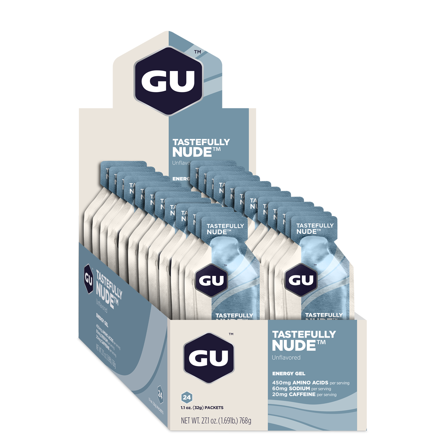 GU Energy Energi gel Tastefully Nude med koffein (24x32g)