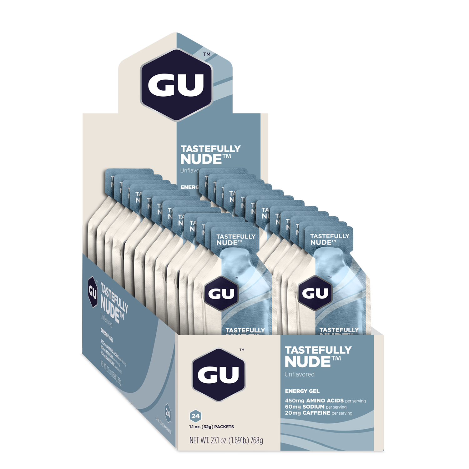 GU Energy Energigel Tastefully Nude med koffein (24x32g)