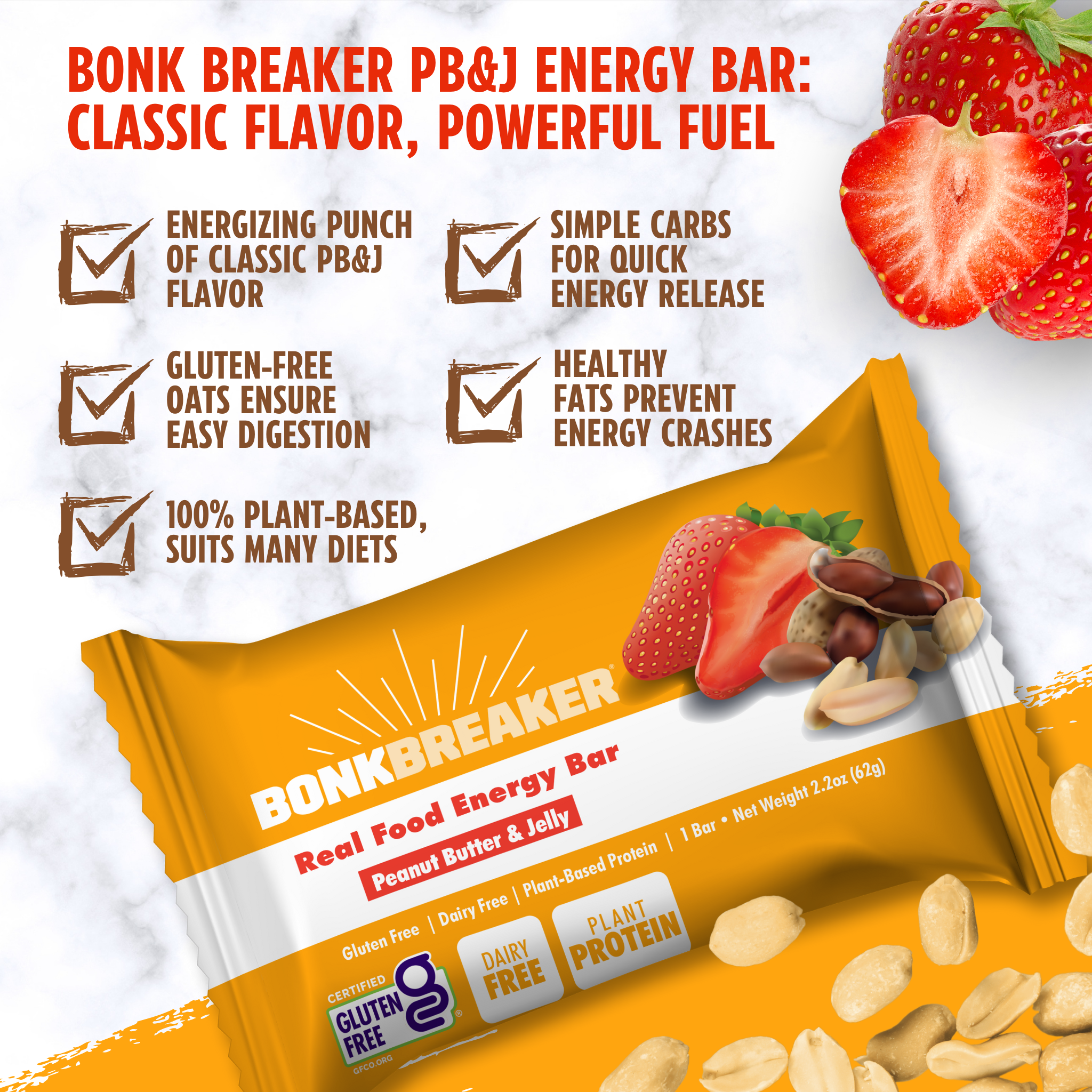 Bonk Breaker Energibar Peanut & Jelly (12 x 62g) - DATOVARE