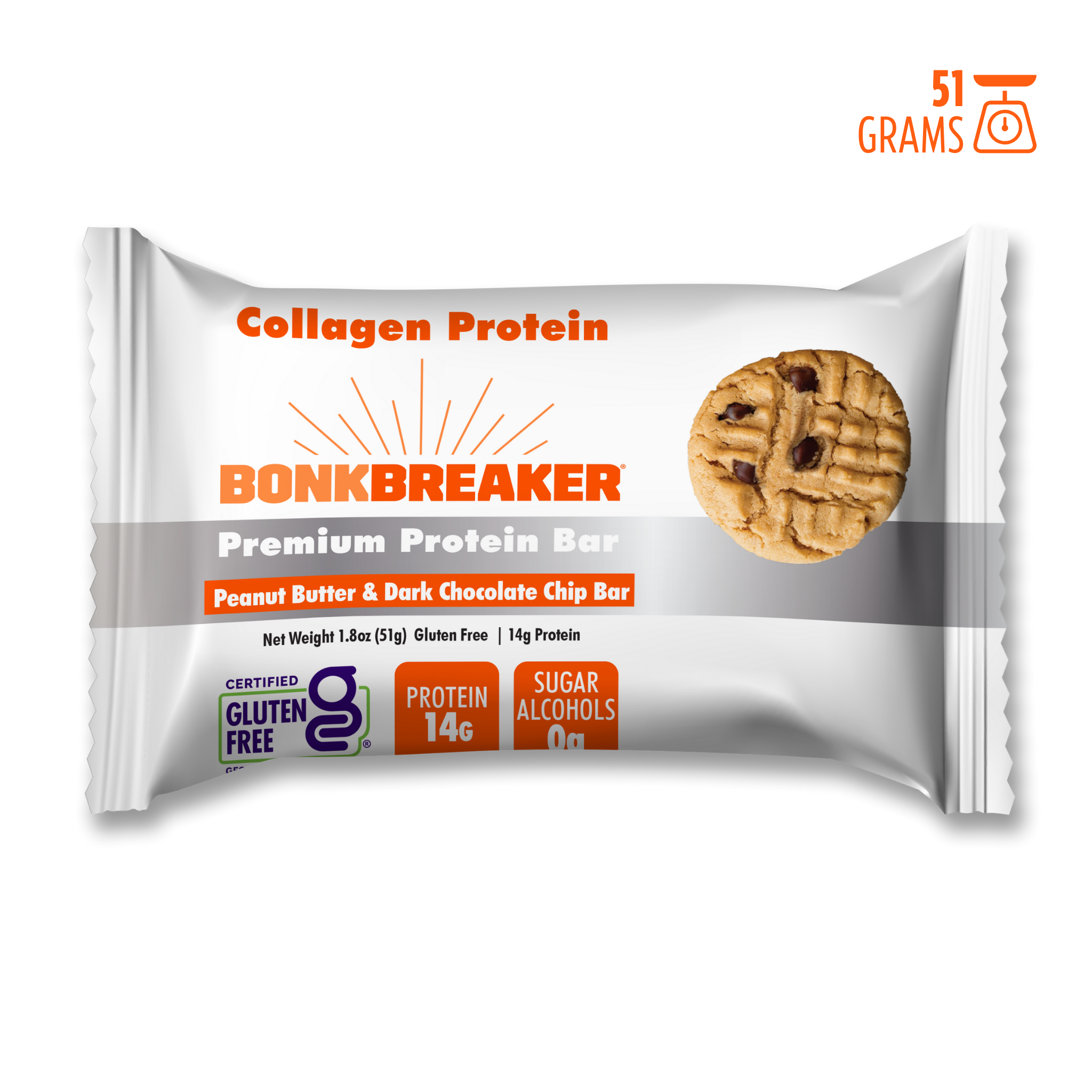 Bonk Breaker Proteinbar Collagen Peanut Butter og Dark Chocolate Chip 51 g DATOVARE