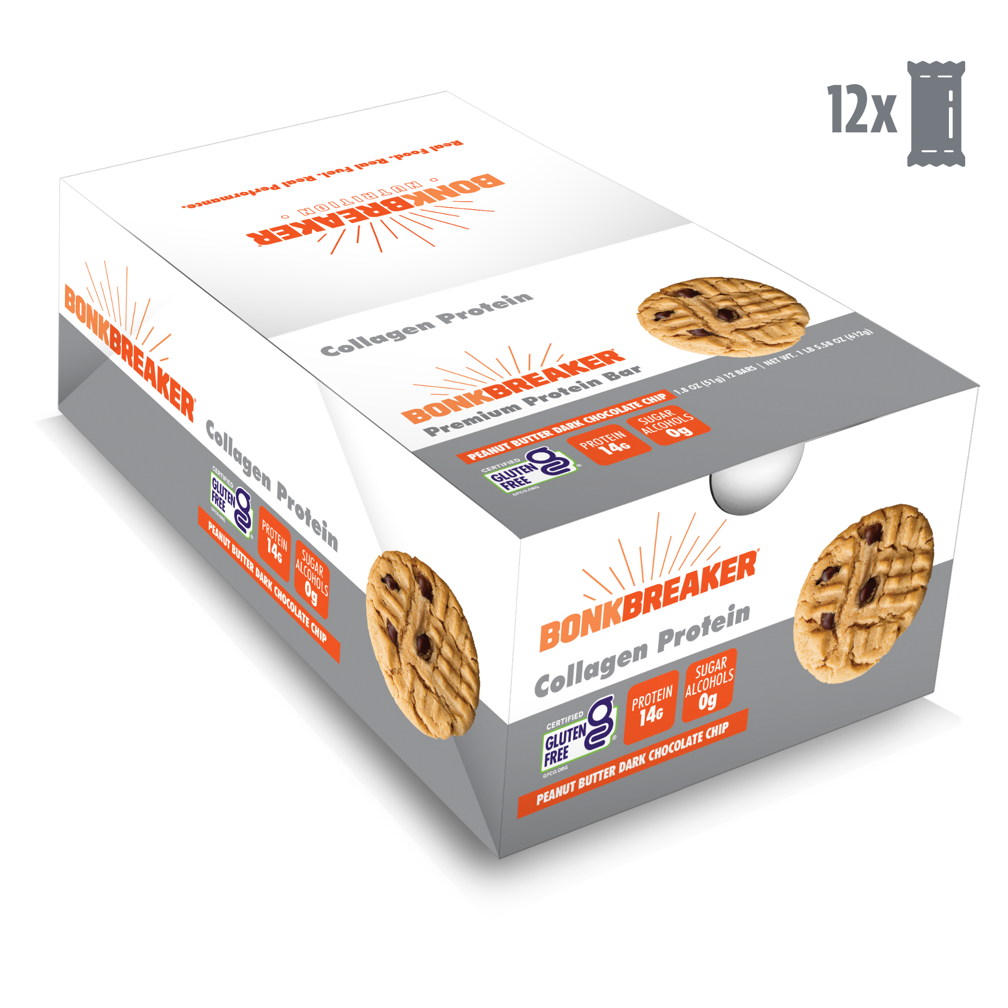 Bonk Breaker Proteinbar Collagen Peanut Butter & Dark Chocolate Chip (12 x 60g) - DATOVARE