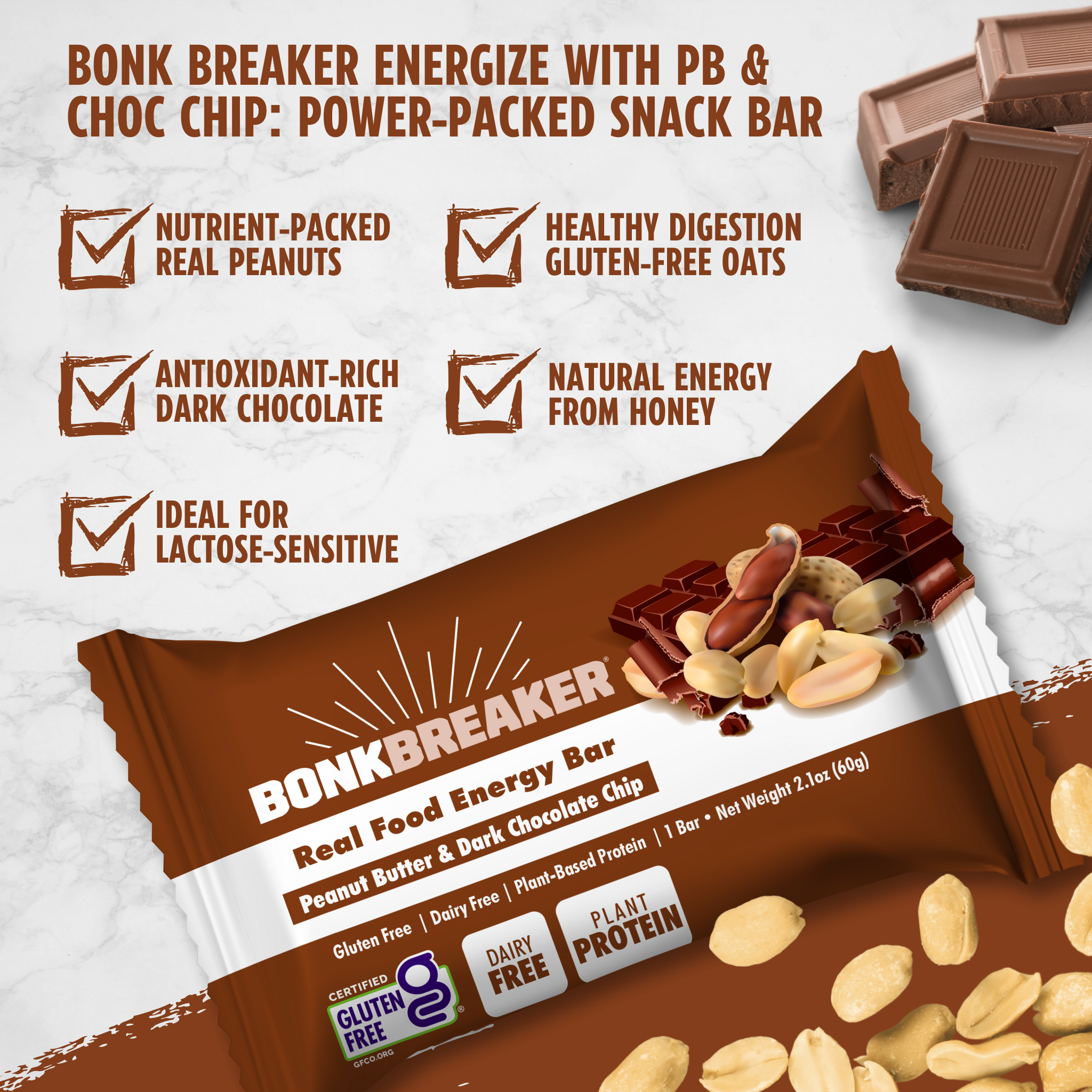Bonk Breaker Energibar Peanut Butter & Chocolate Chip (12 x 49g) - DATOVARE