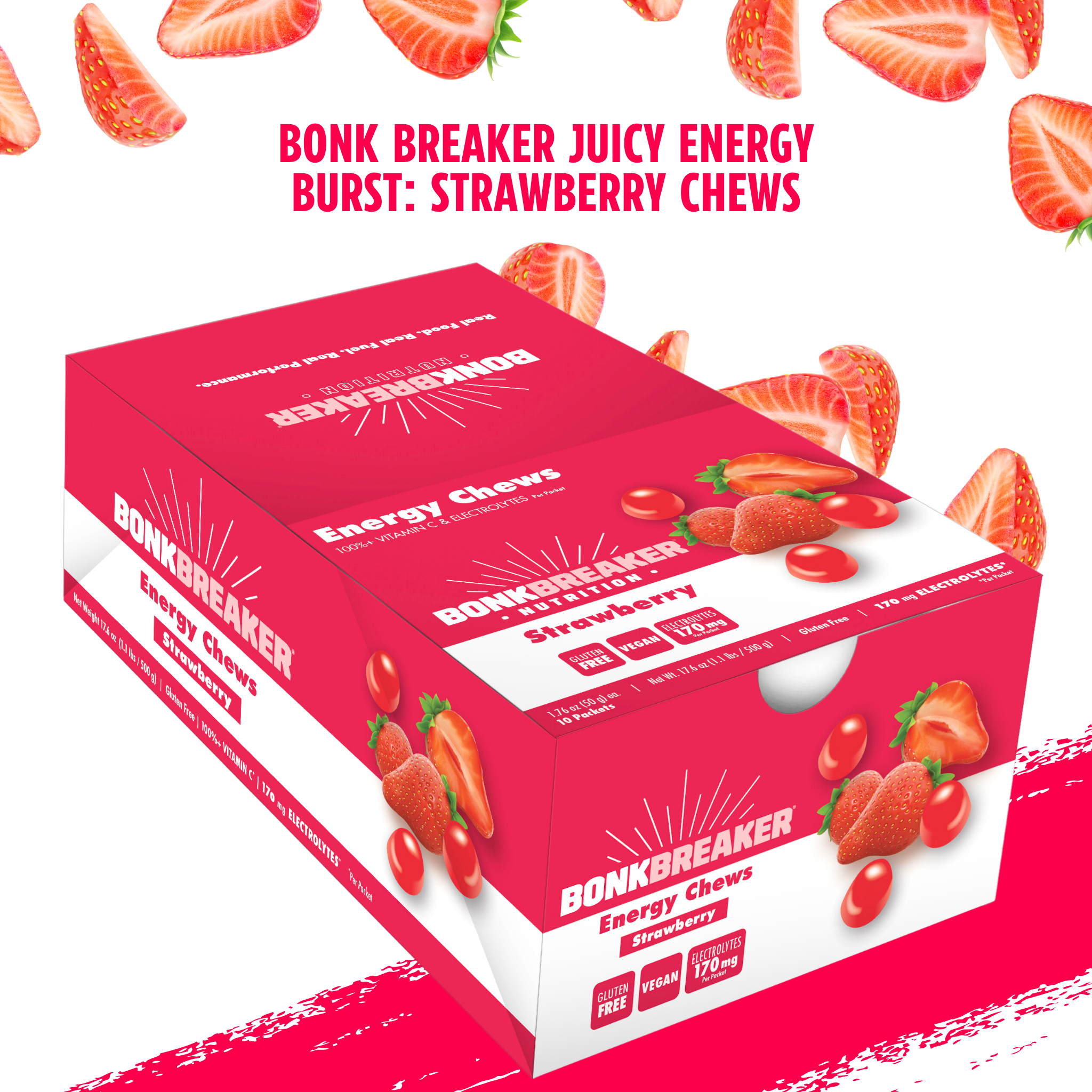 Bonk Breaker Energy Chew Strawberry med Koffein (10 x 50g)