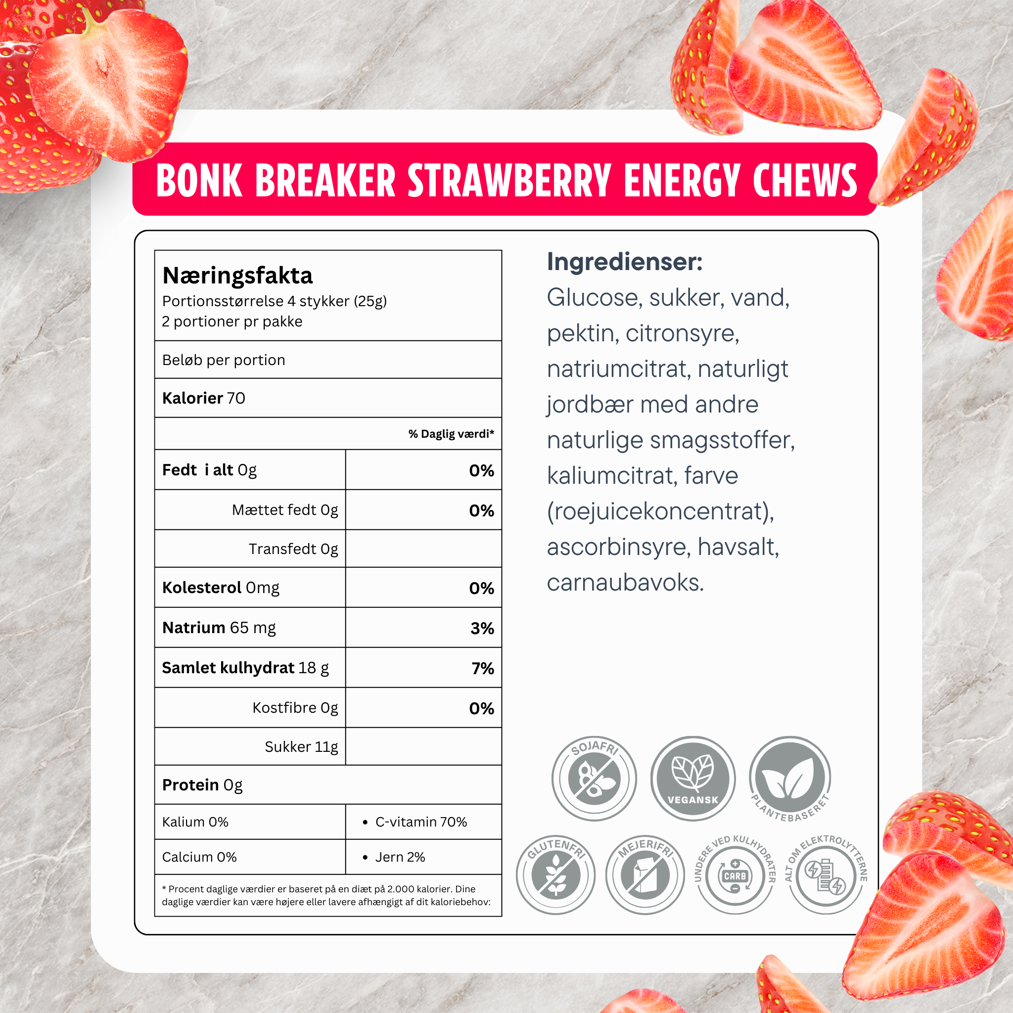 Bonk Breaker Energy Chew Strawberry med Koffein (10 x 50g)