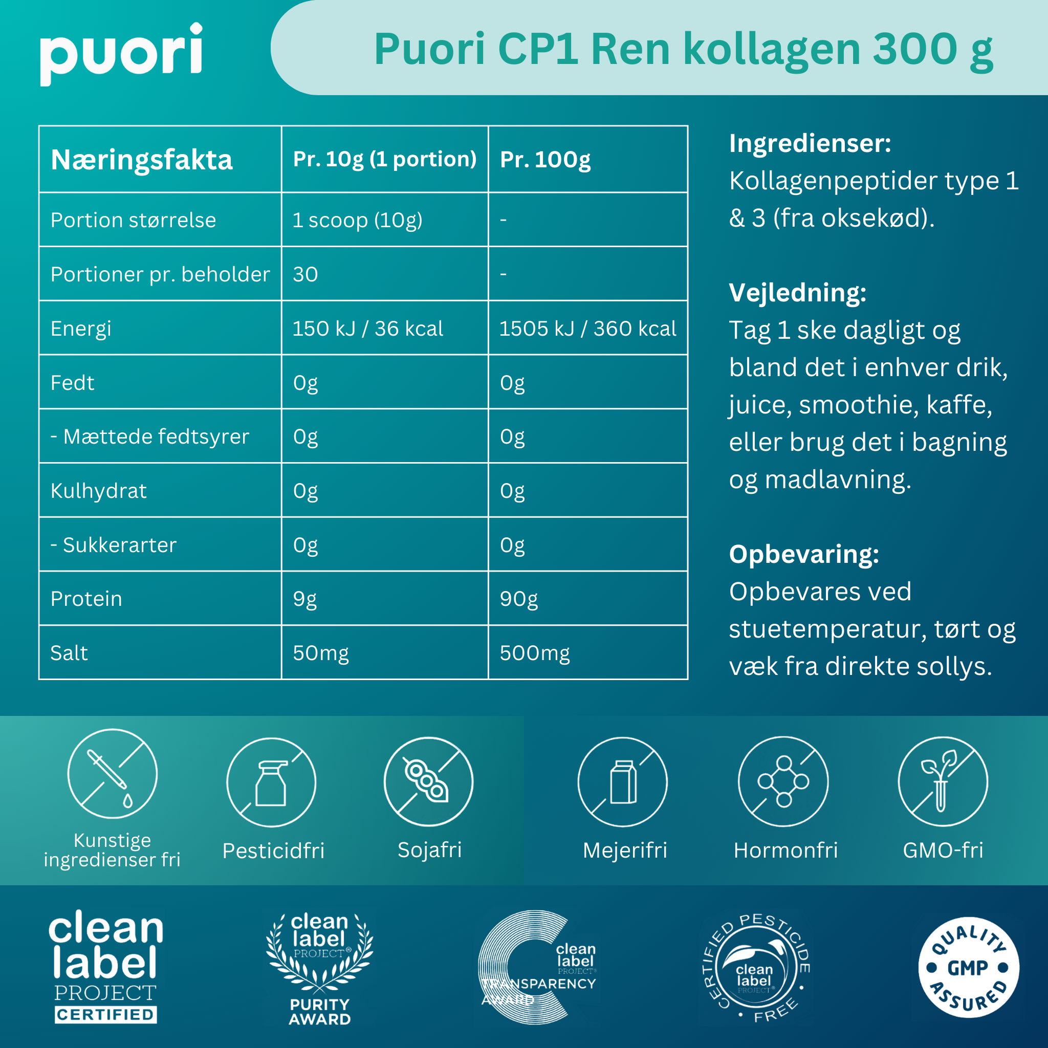 Puori CP1 Pure Collagen (300g)