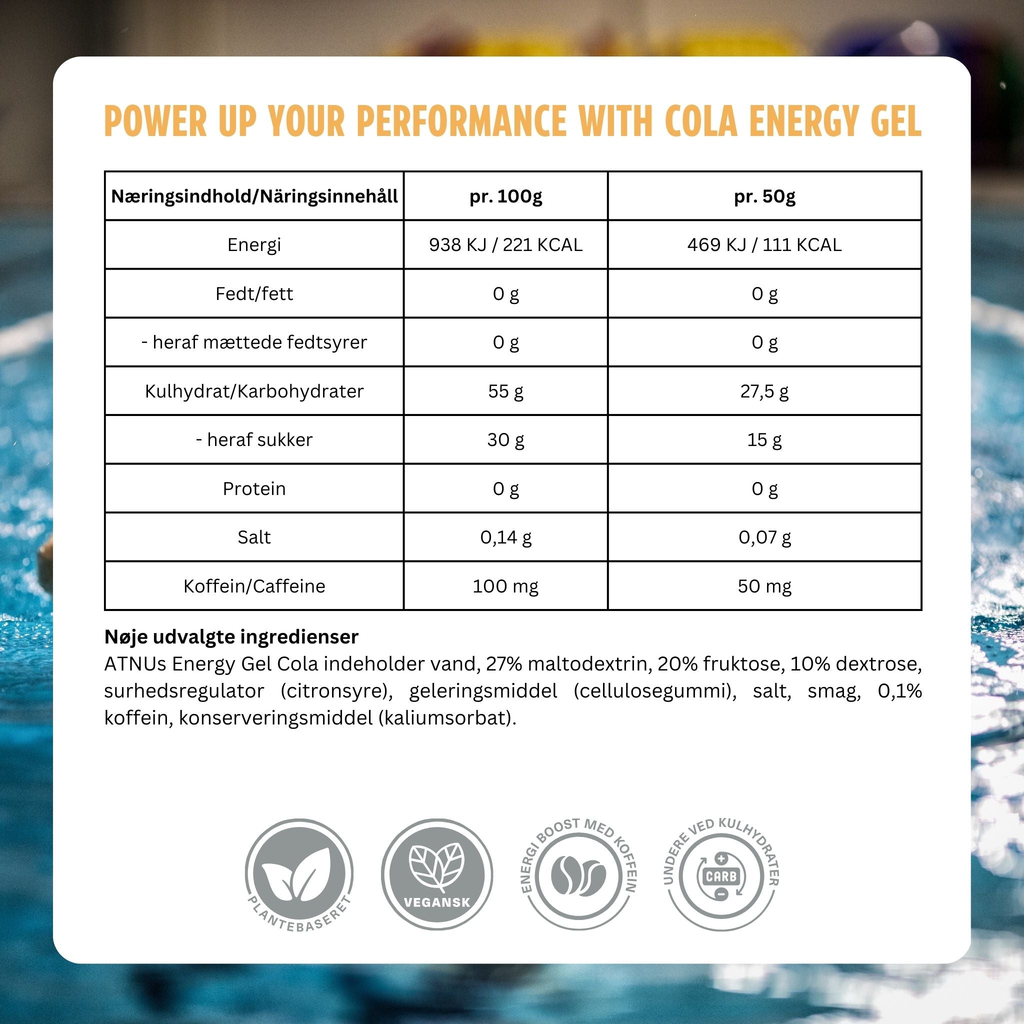 ATNU Energi gel Cola med Koffein (15x50g)