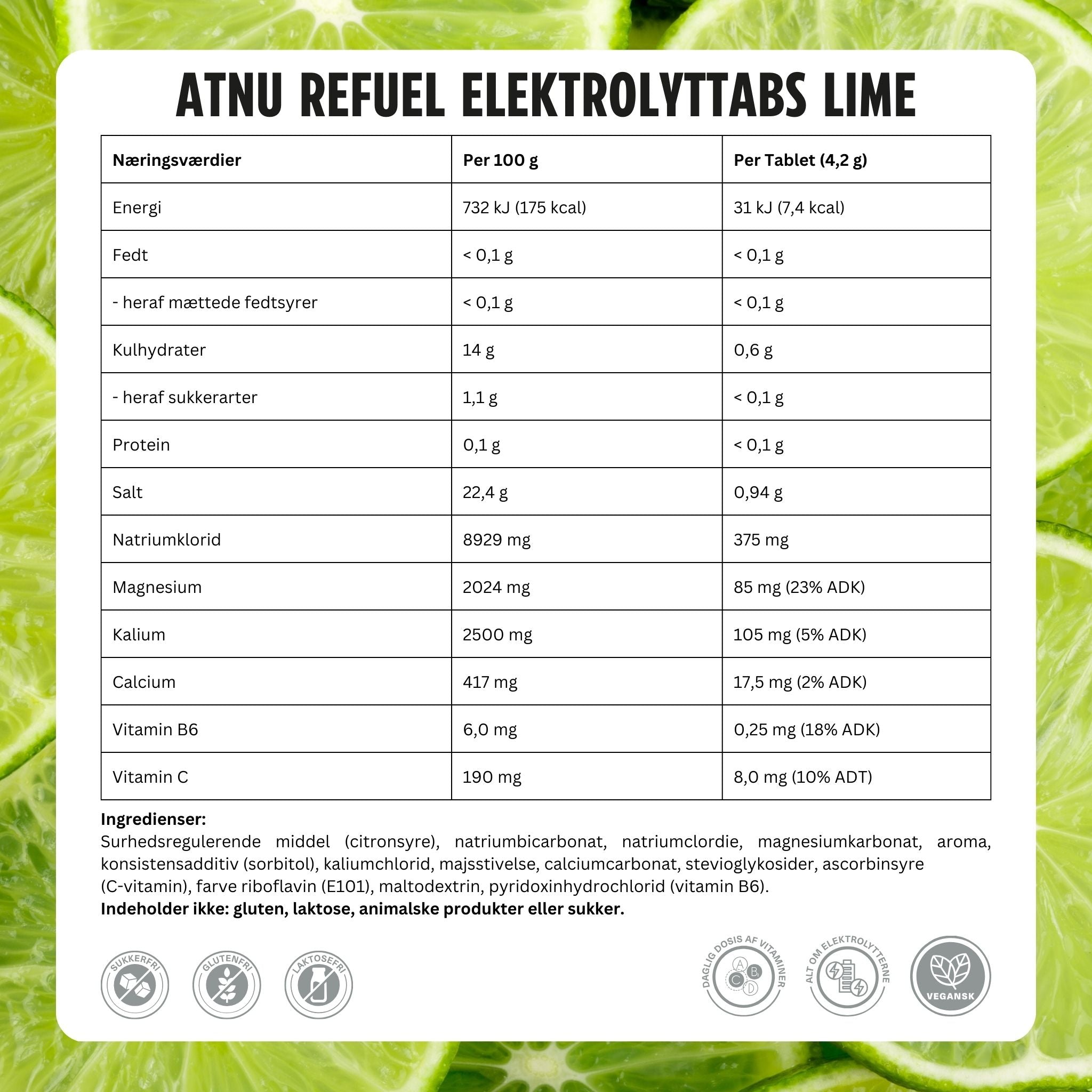 ATNU Refuel Elektrolyt tabs Lime (20 tabs)