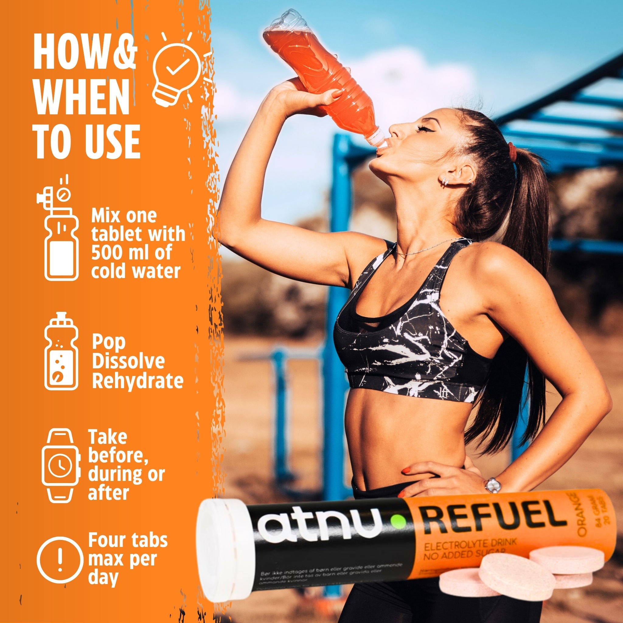 ATNU Refuel Elektrolyttabs Orange (20 tabs) - How and When to use