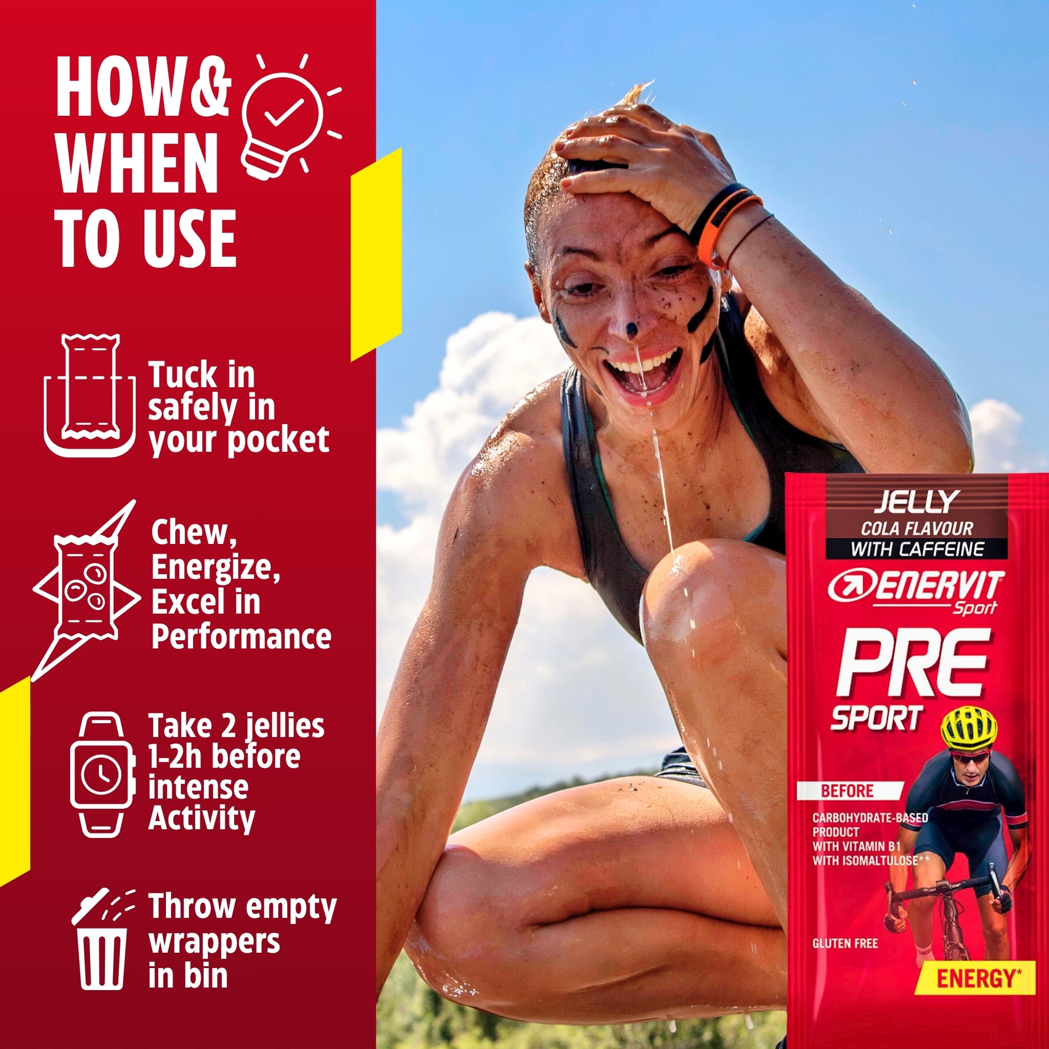 Enervit Cola Pre Sport Jelly With Caffeine - How and When To use