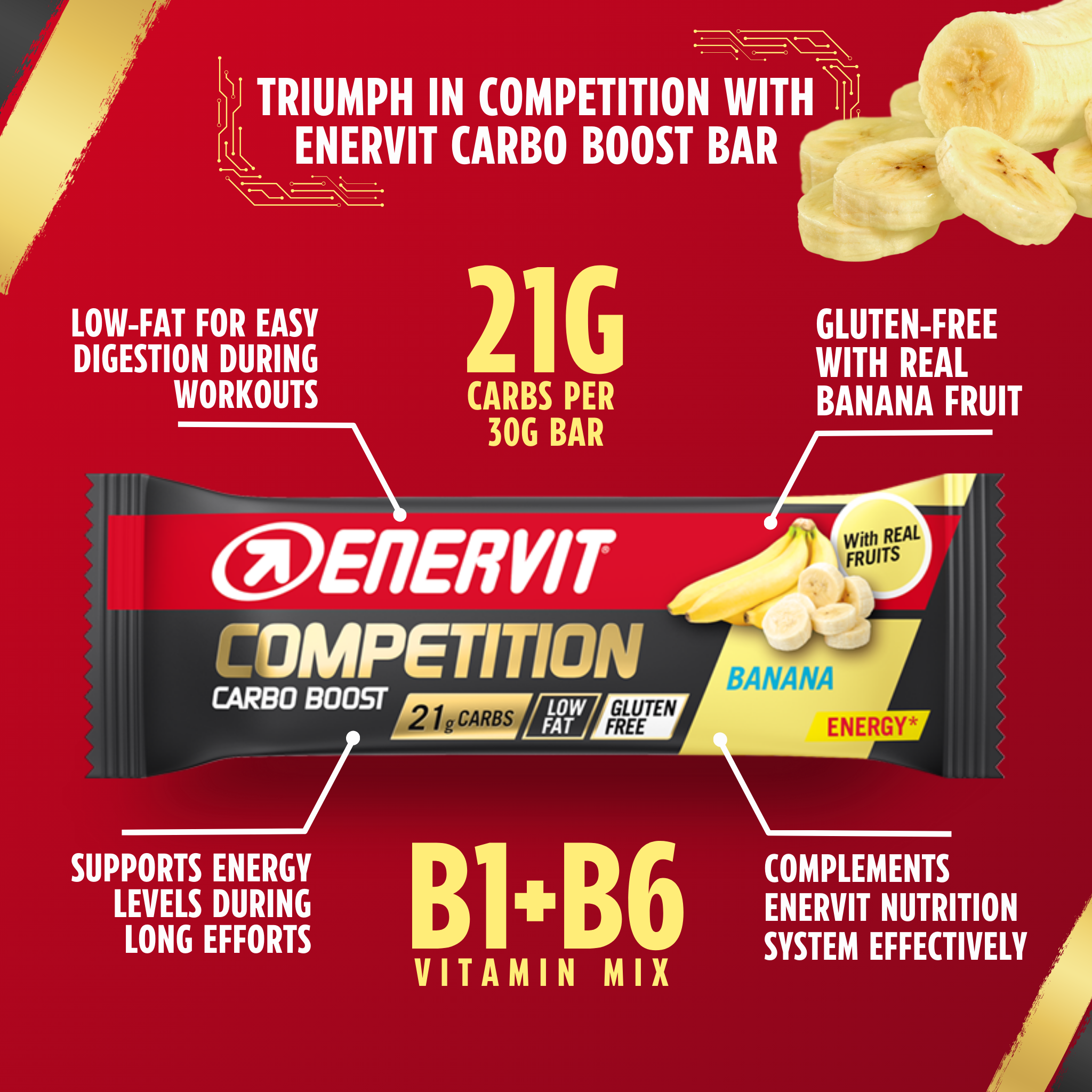 Enervit Energibar Sport Competition Banan/vanilje (25x30g)