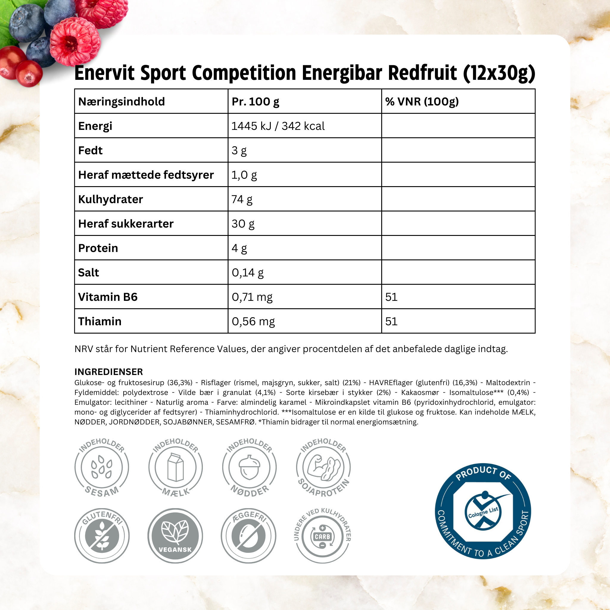 Enervit Sport Competition Energibar Redfruit (25x30g)