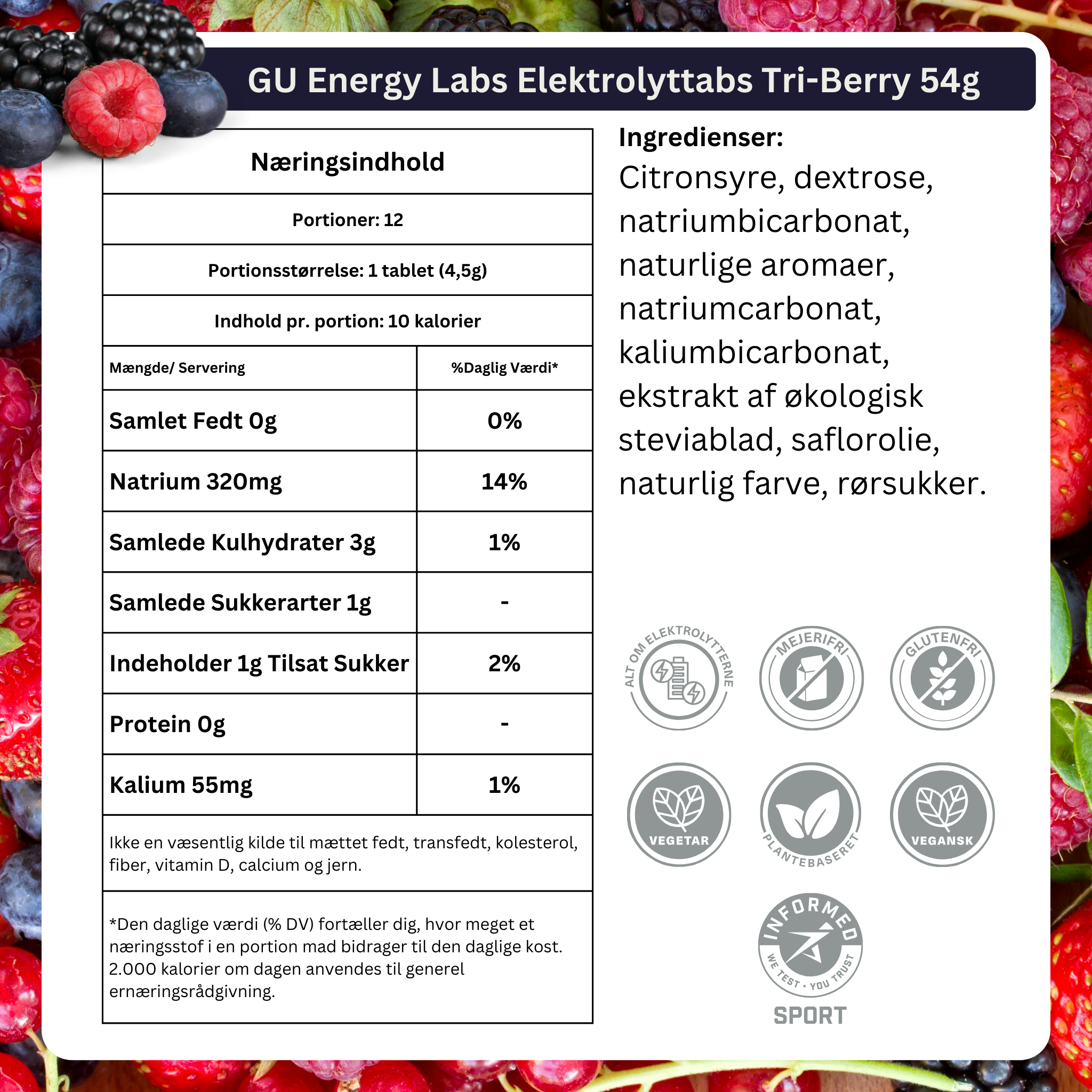 GU Energy Elektrolyttabs Tri-Berry (8x12x56g)