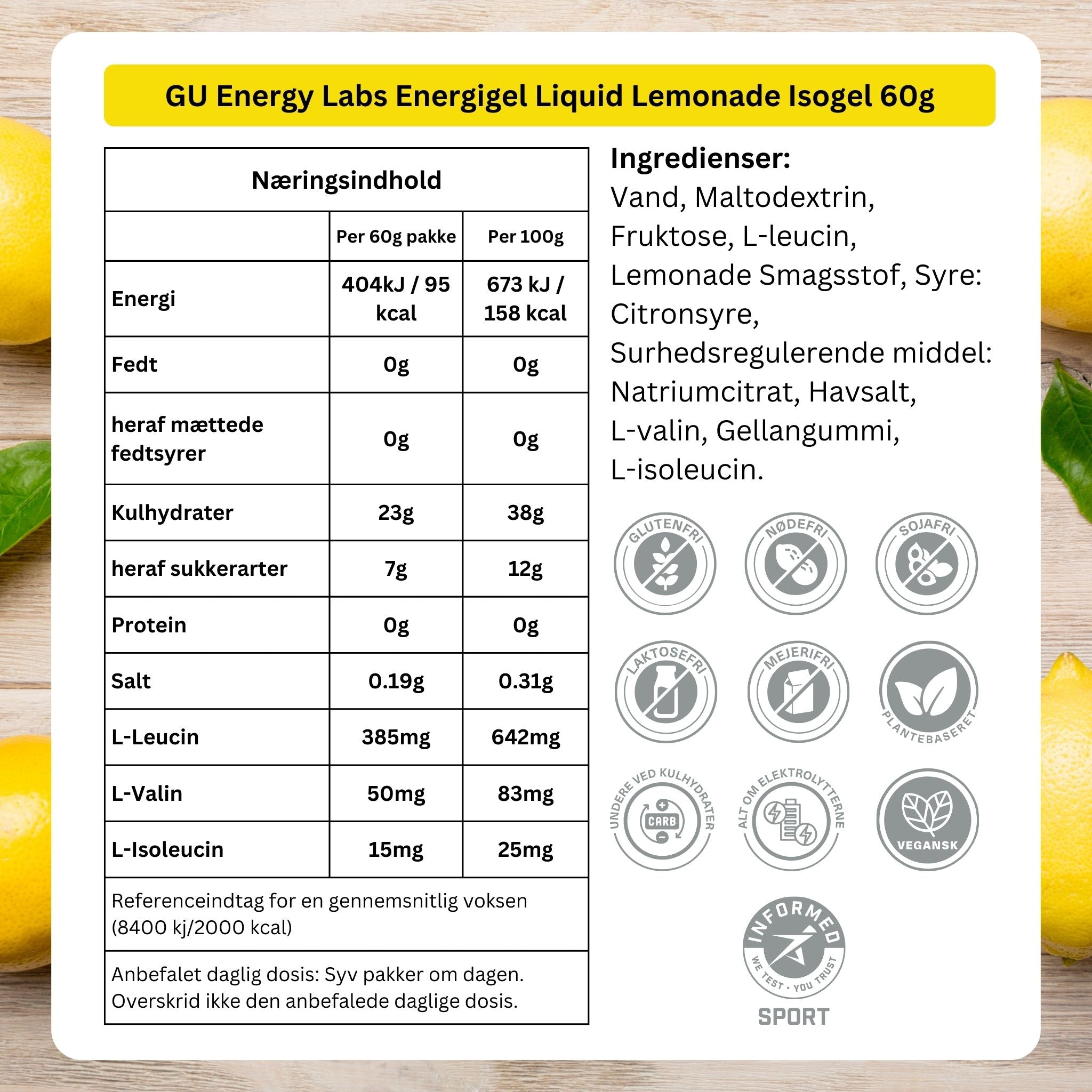 GU Energy Labs Energigel Liquid Lemonade Isogel 60g - 12 pack