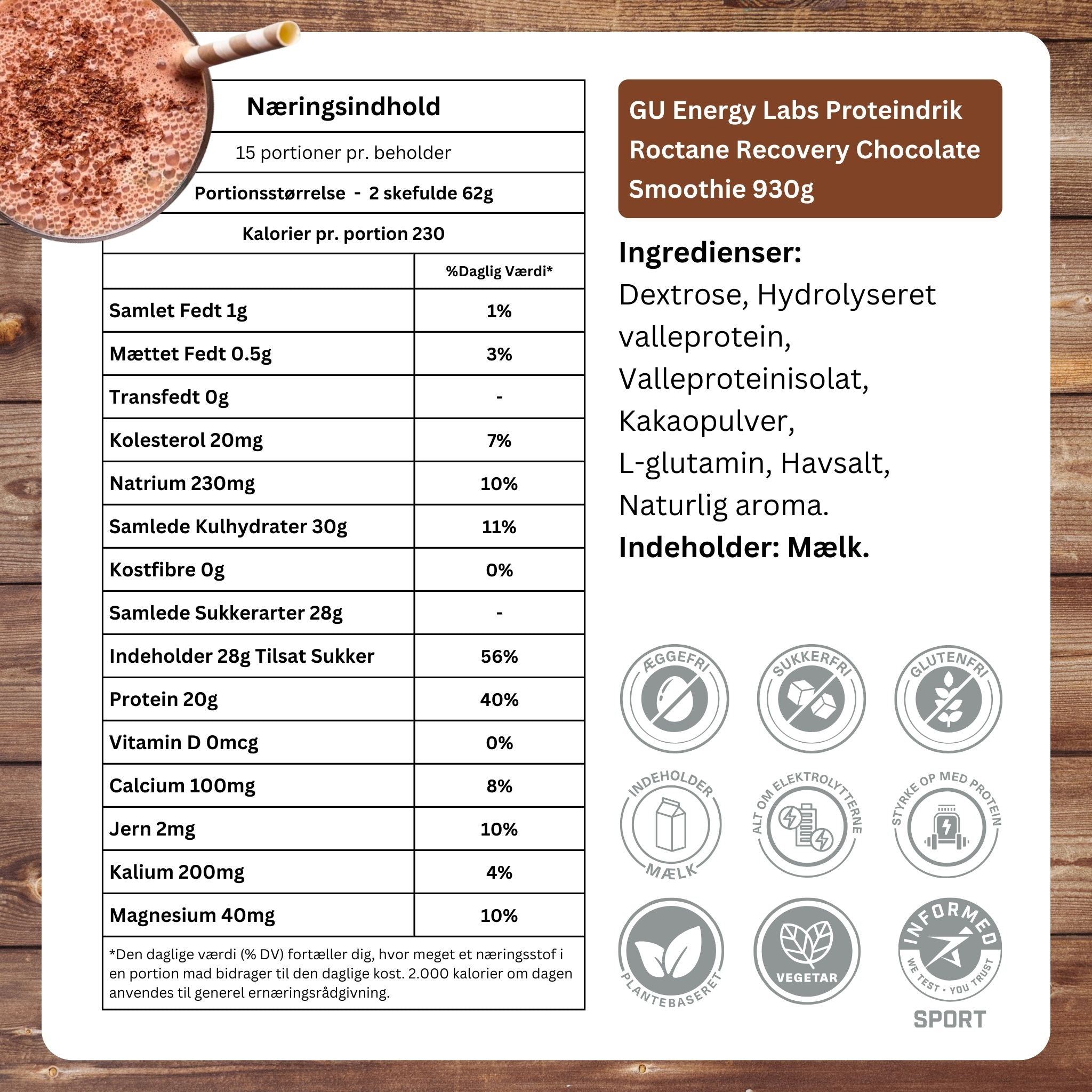 GU Energy Proteindrik Roctane Recovery Chocolate Smoothie (930g)