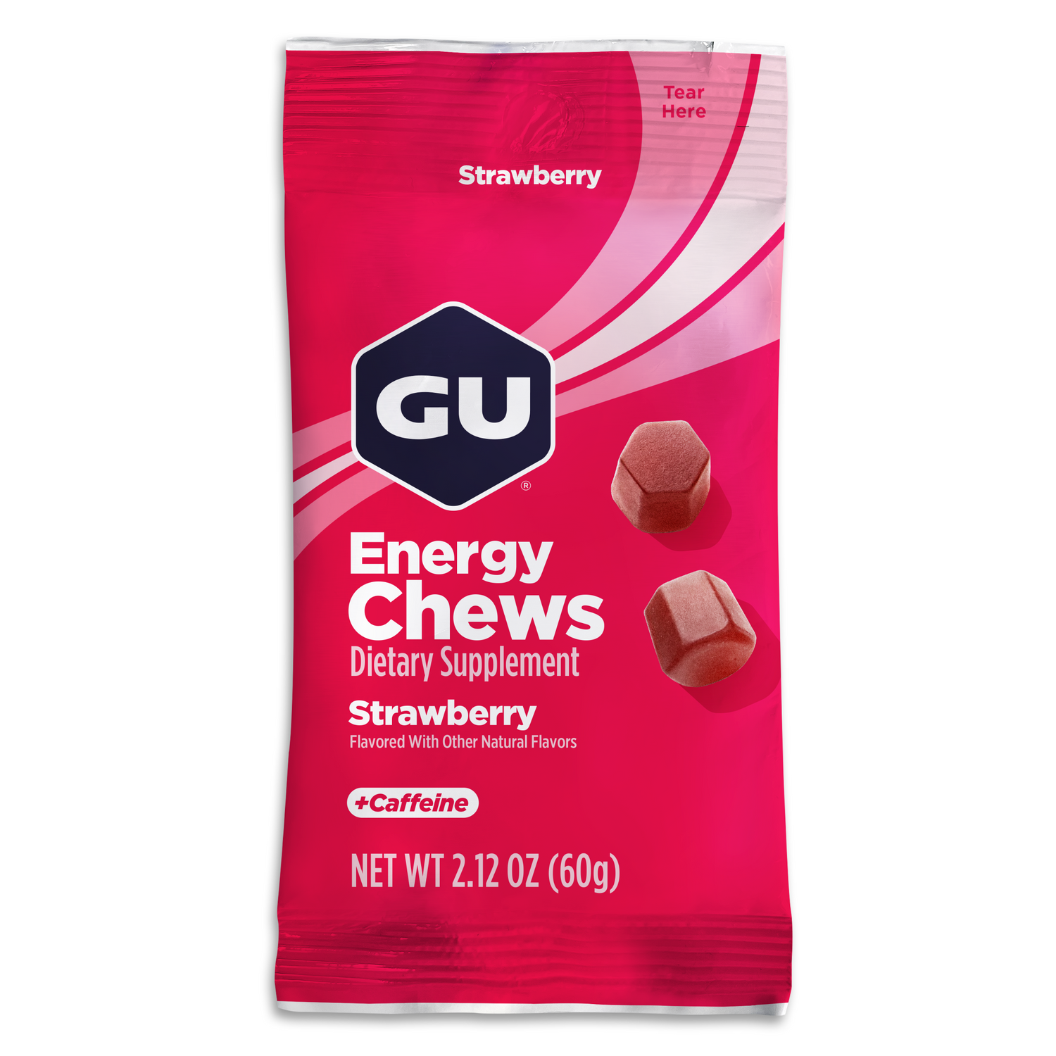 GU Energy Chews Strawberry med Koffein (12 x 60g)
