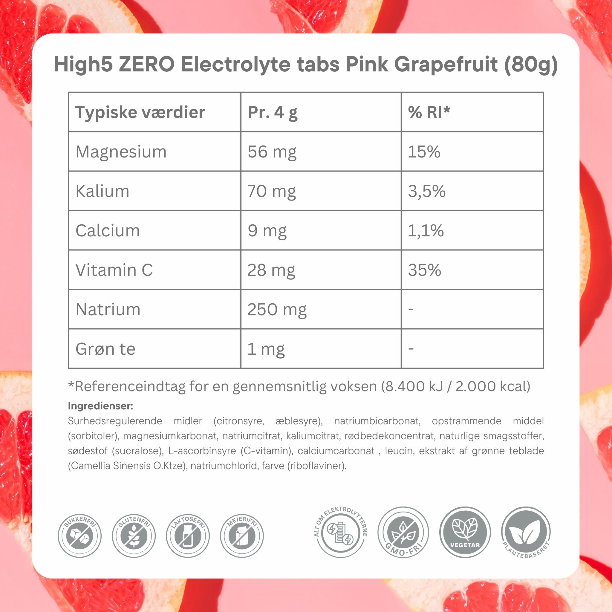 High5 Elektrolyttabs ZERO Pink Grapefruit (8x20 tabs)