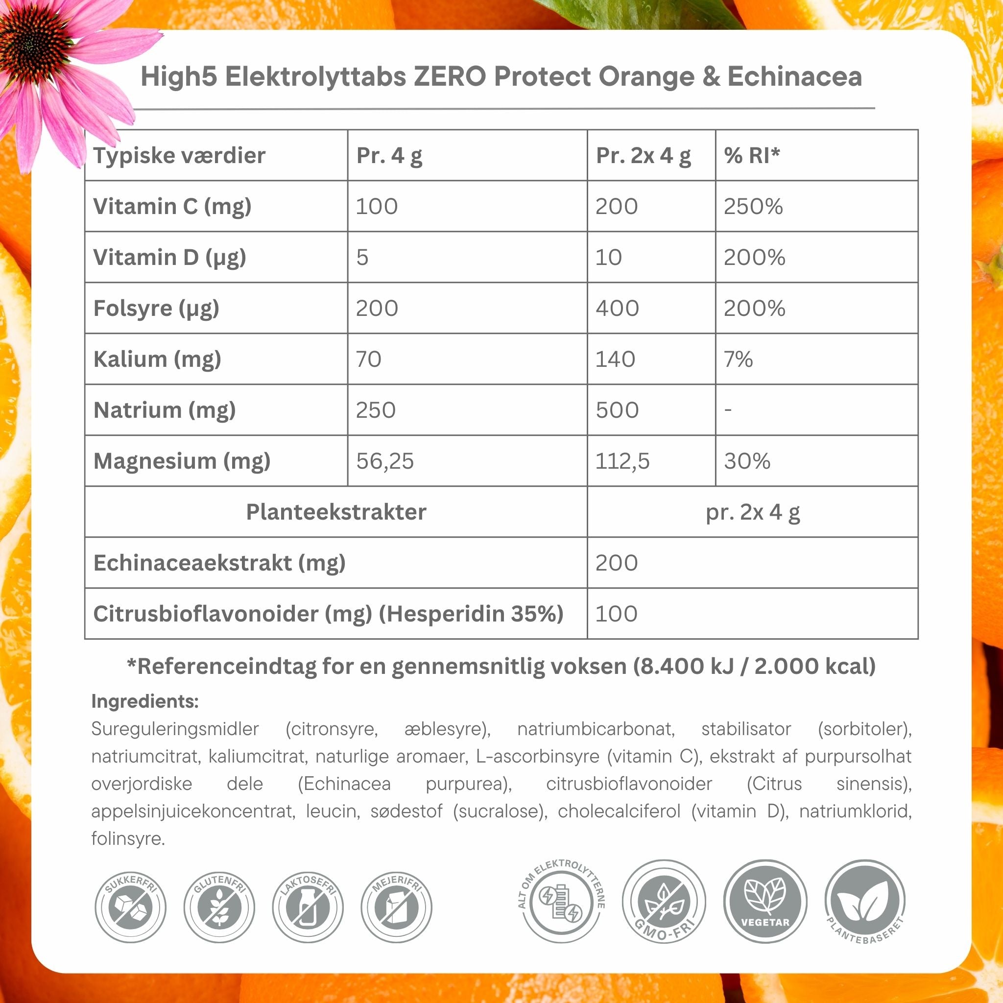 High5 Elektrolyttabs ZERO Protect Orange & Echinacea (8x20 tabs)