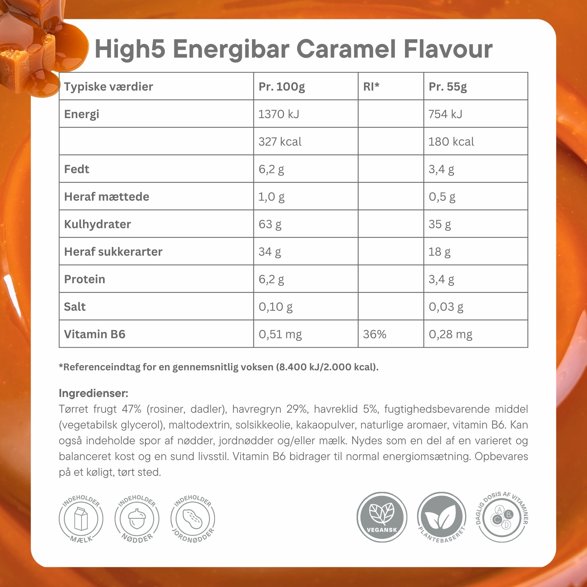 High5 Energibar Caramel Flavour - Ingredients DK